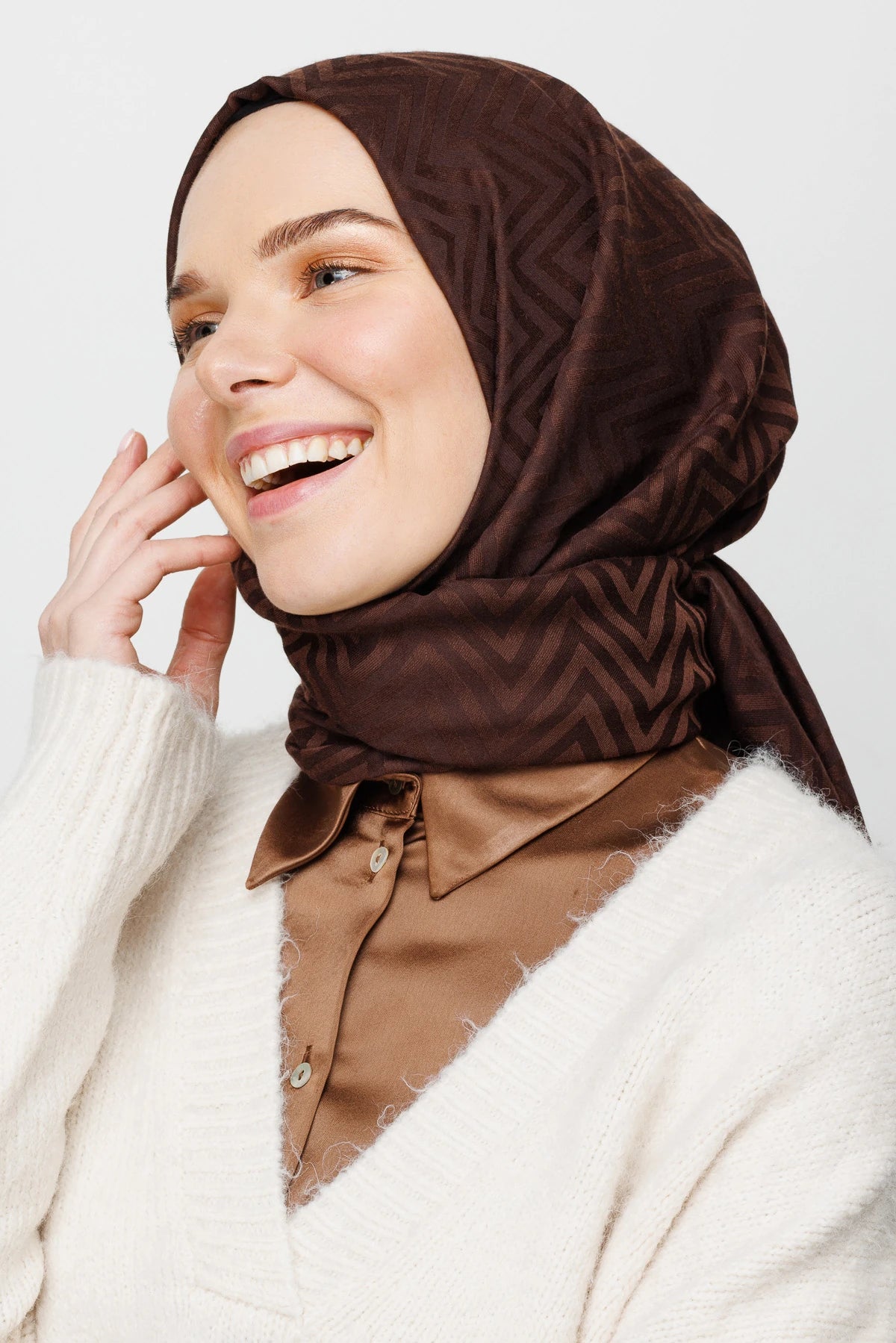 Zikzak Desen Pamuk Jakar Şal