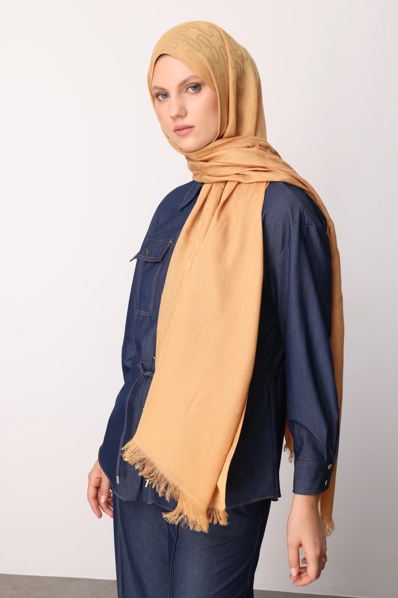 Zincir Desen Pamuk Jakar Şal