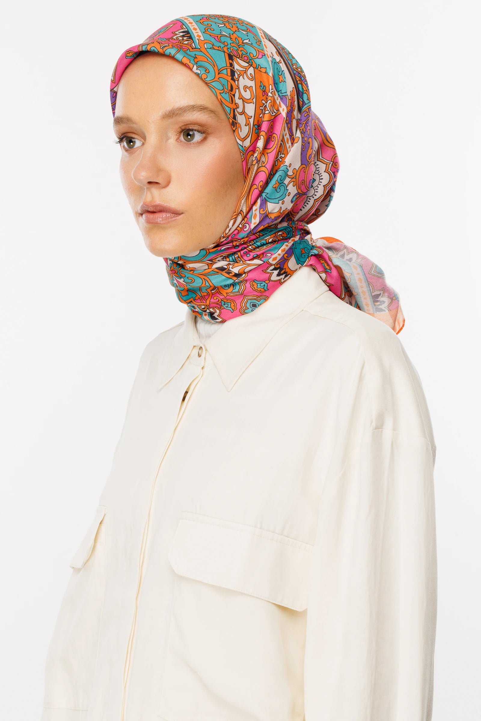 40 Yama Desen Dijital Soft Eşarp