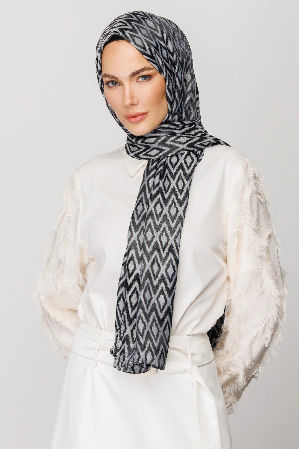 Karo Desen Parlak Jakar Şal