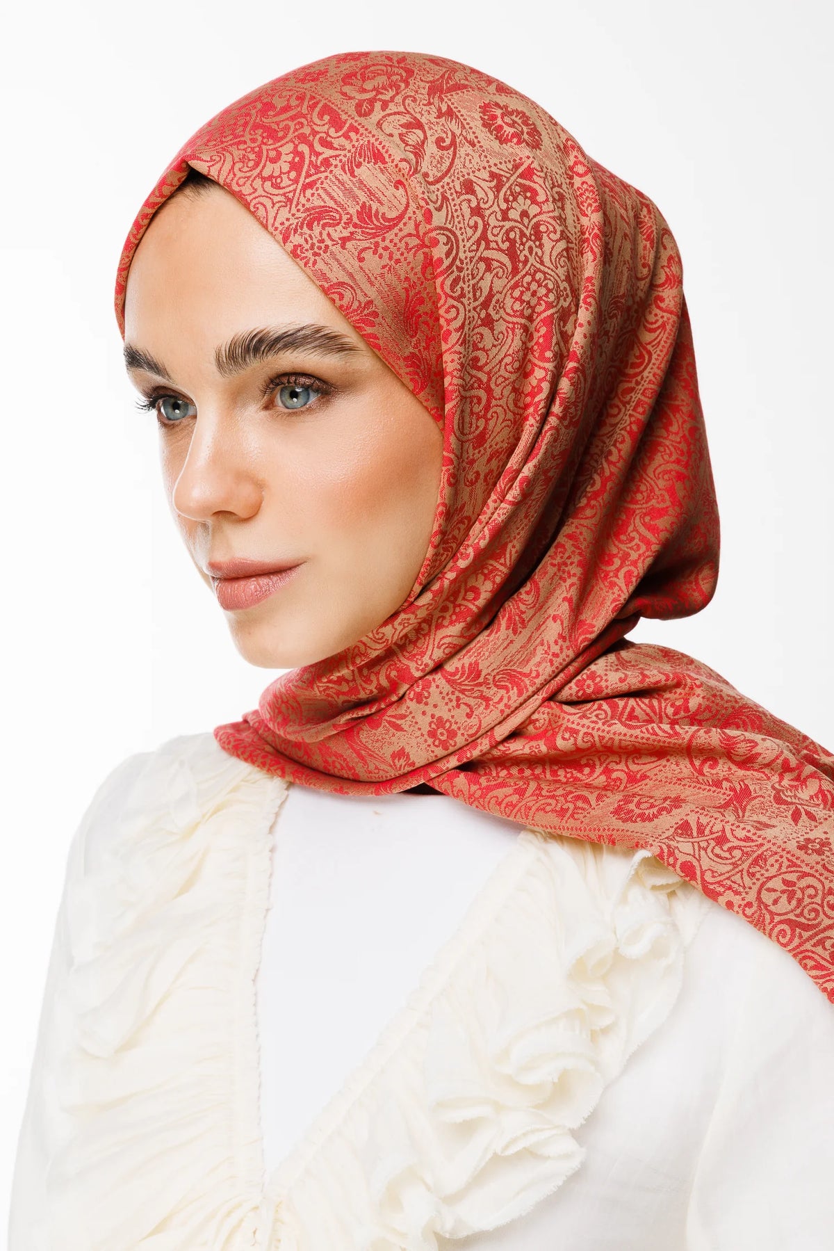 Henna Desen Çift Taraflı Şal