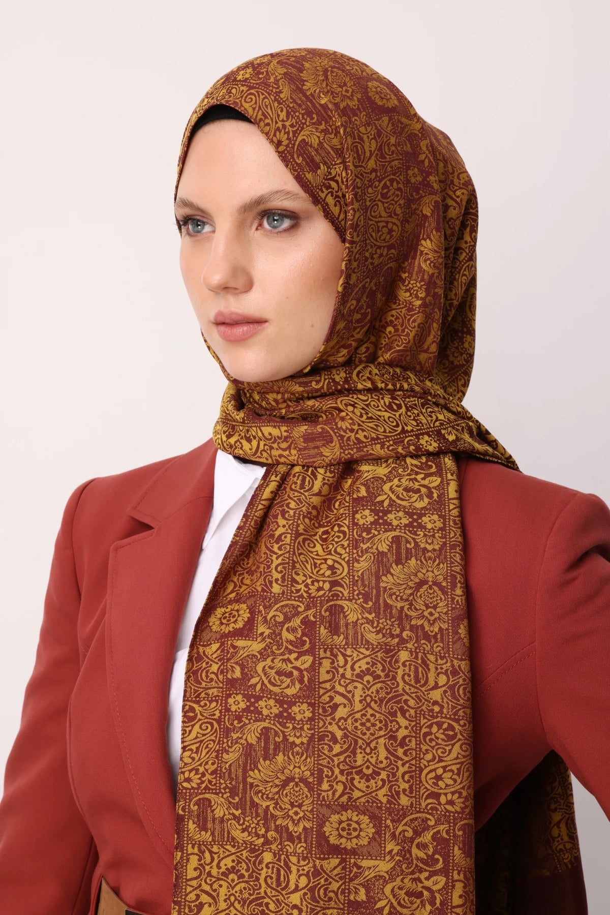 Henna Desen Çift Taraflı Şal