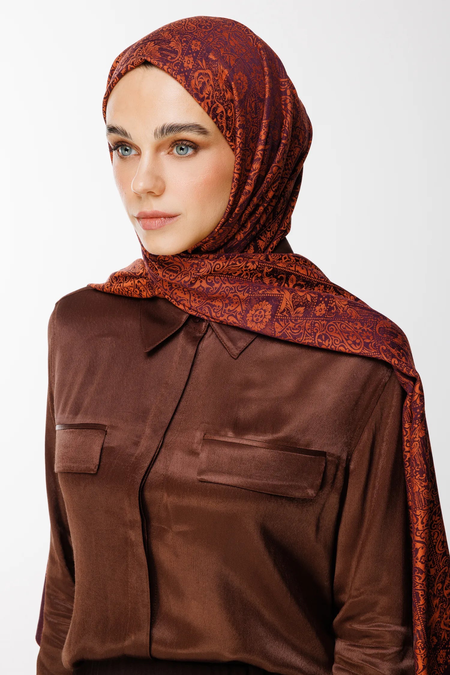 Henna Desen Çift Taraflı Şal