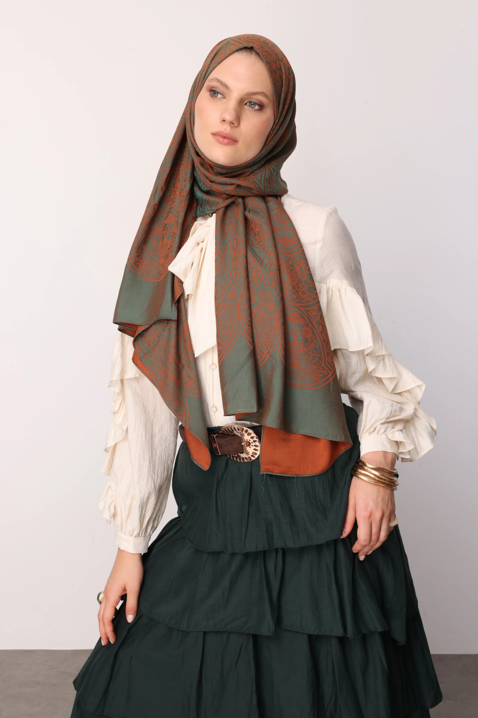 Morocco Desen Çift Taraflı Şal