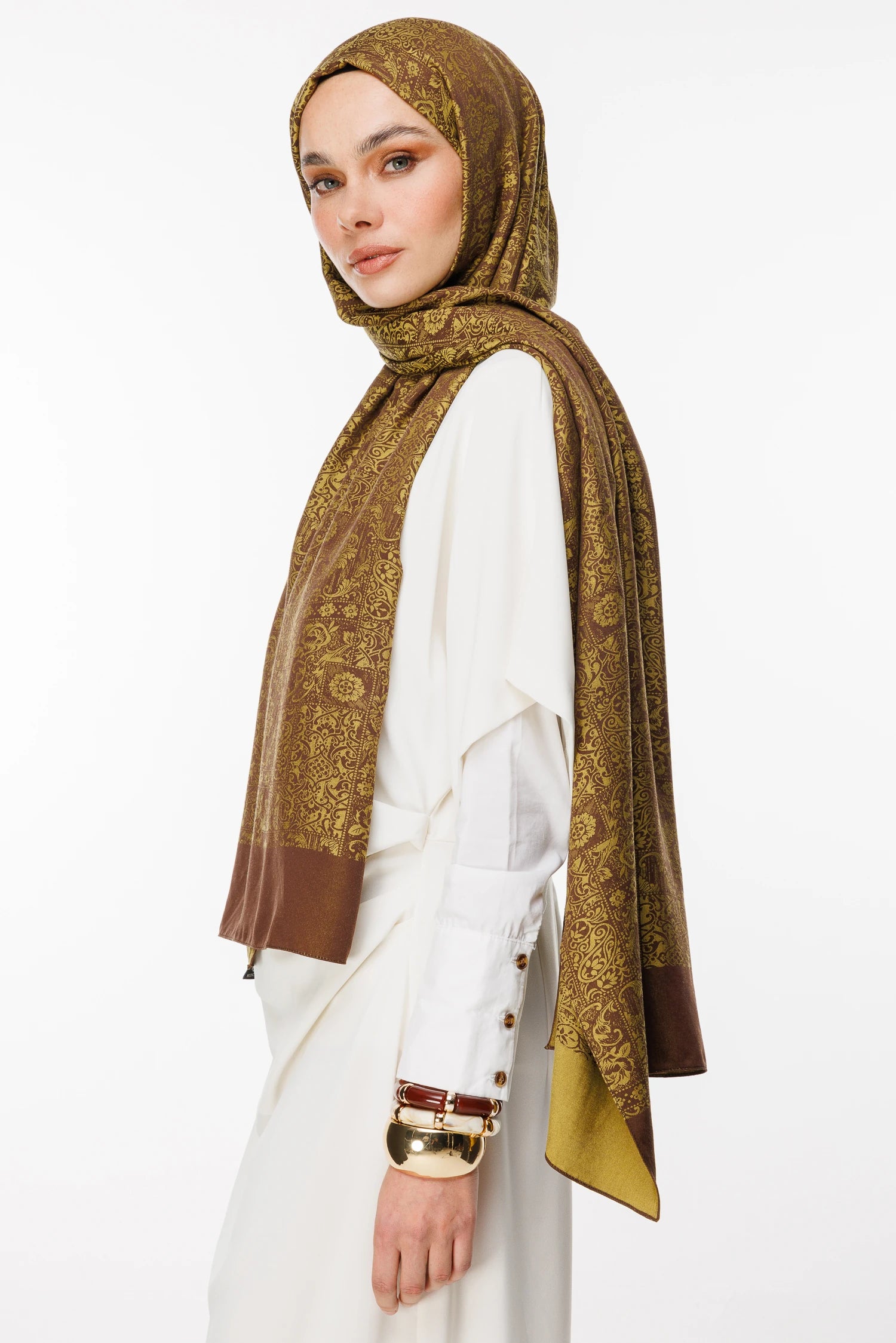 Henna Desen Çift Taraflı Şal