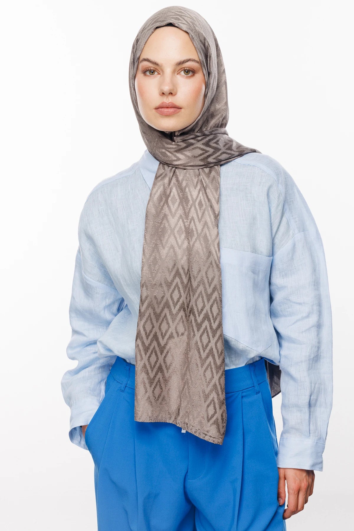 Karo Desen Parlak Jakar Şal