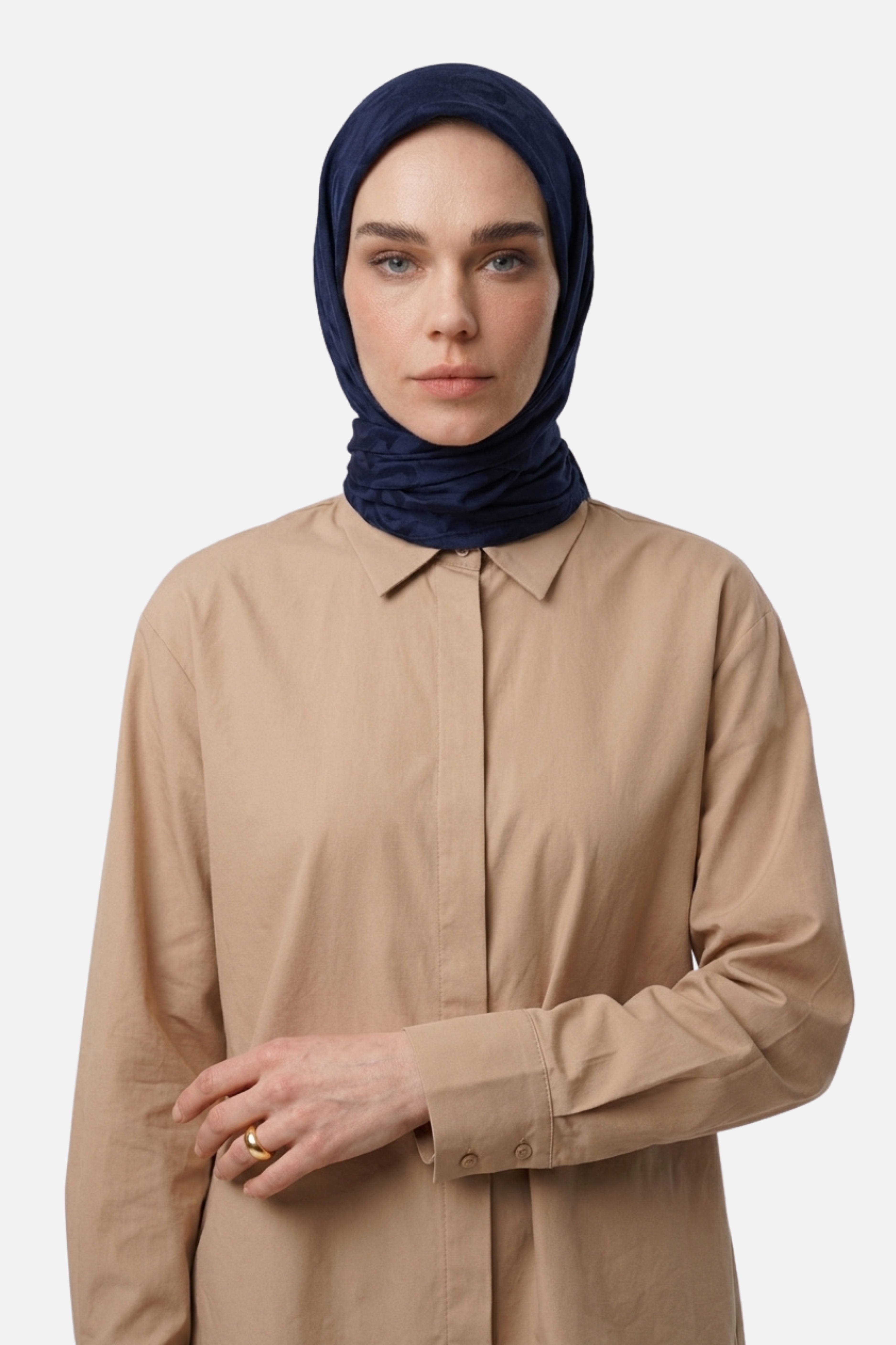 Dune Desen Ayrobin Jakar Eşarp - Lacivert