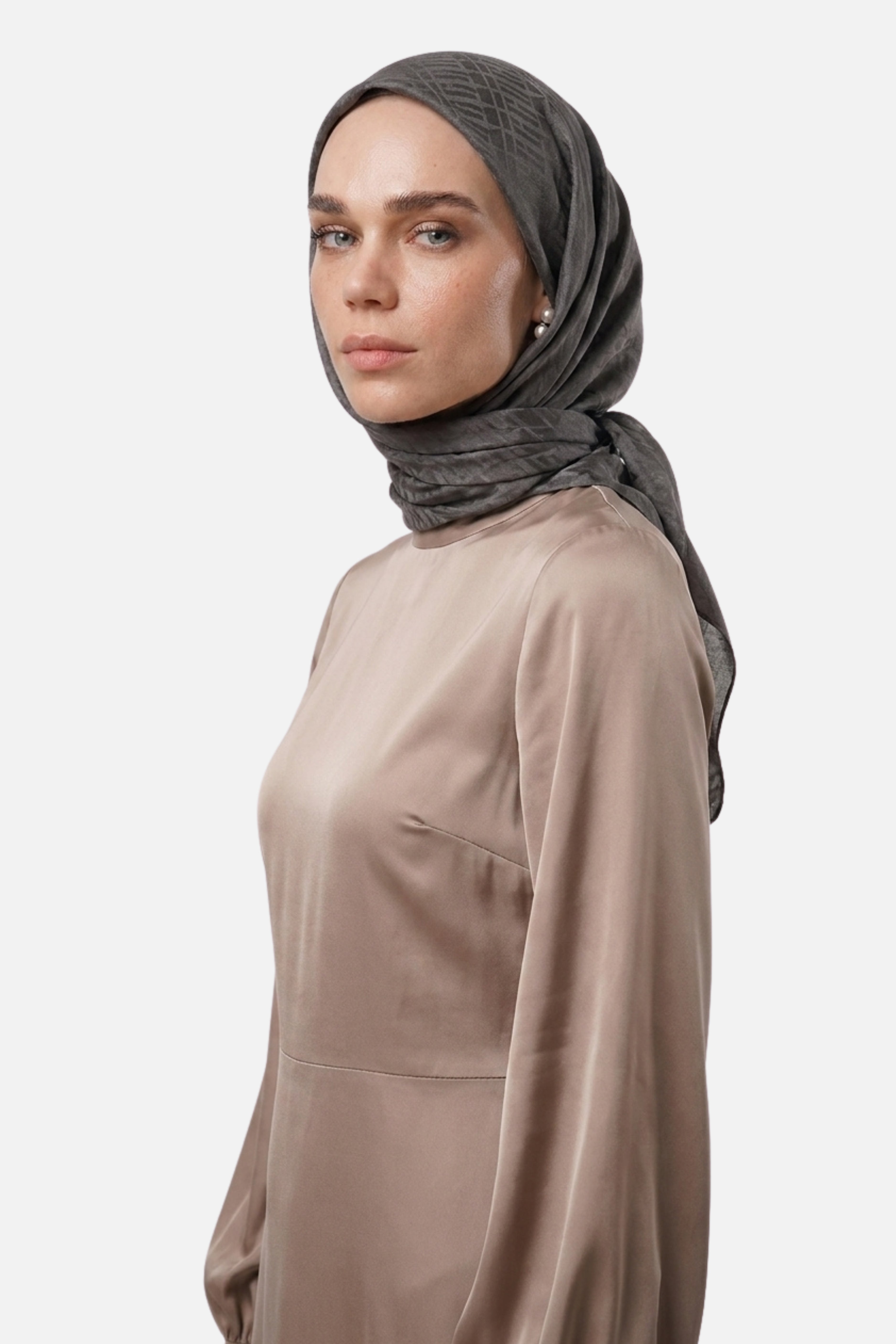 Grove Desen Ayrobin Jakar Eşarp - Füme