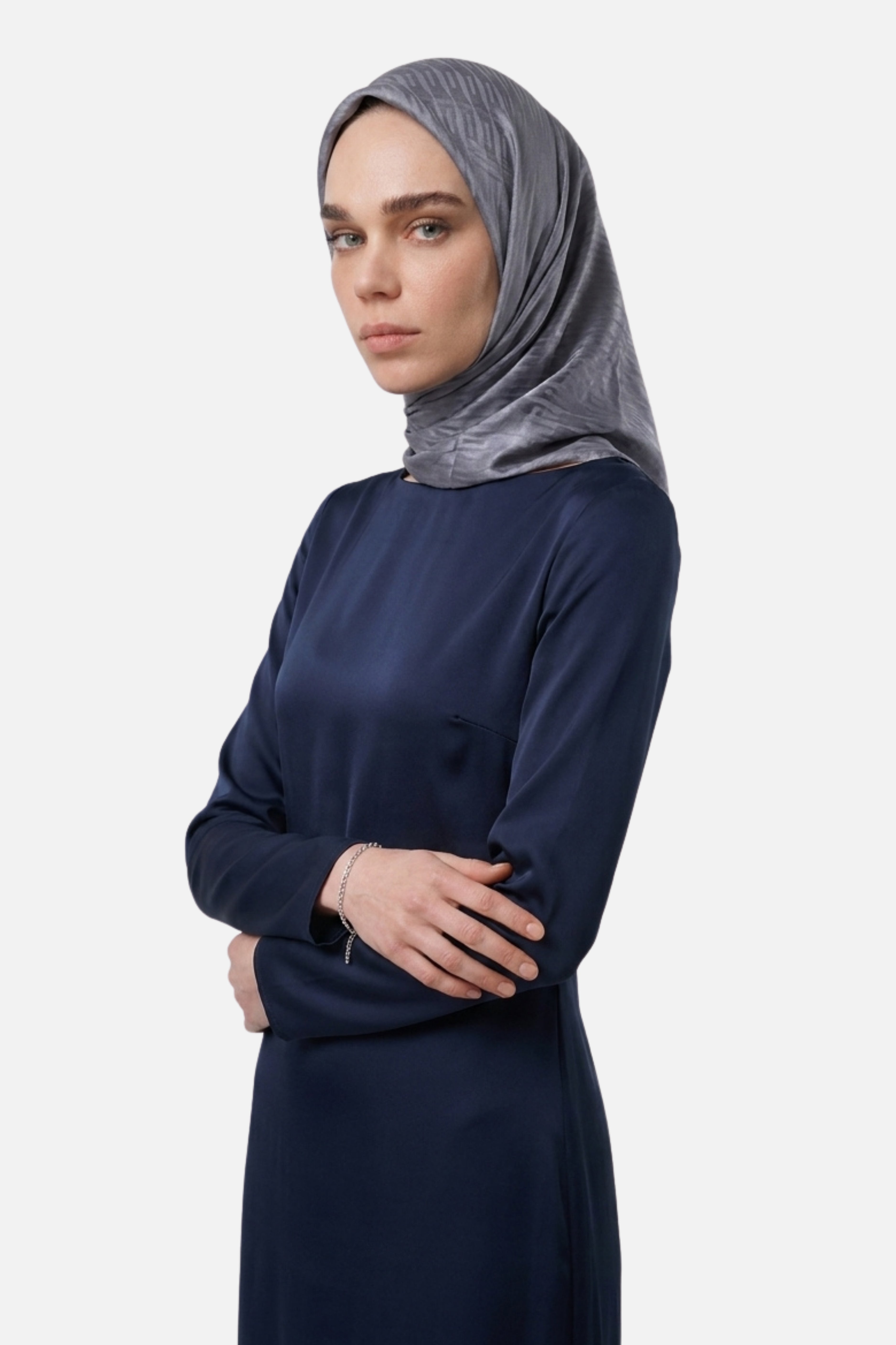 Grove Desen Ayrobin Jakar Eşarp - Gümüş