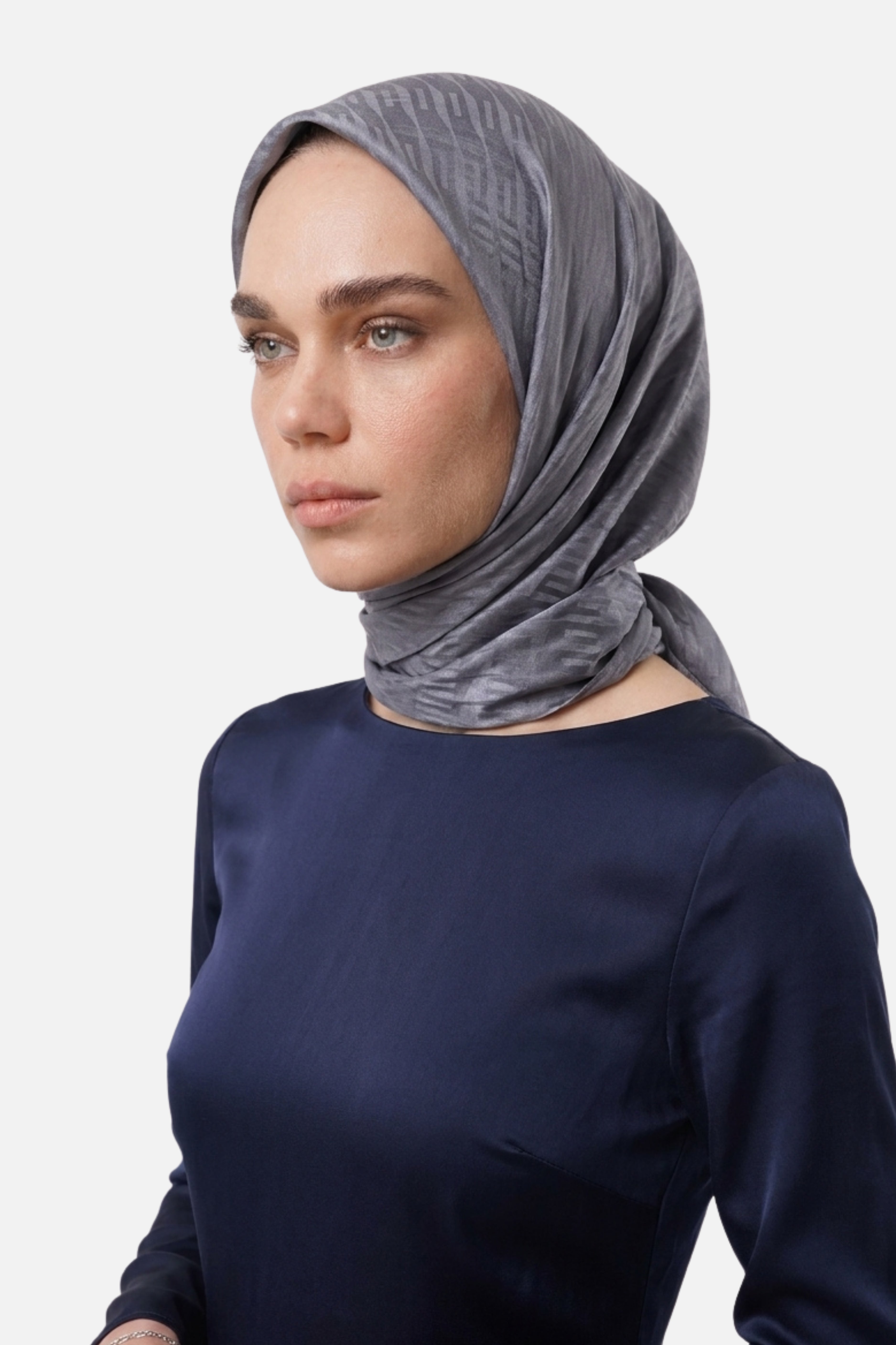 Grove Desen Ayrobin Jakar Eşarp - Gümüş