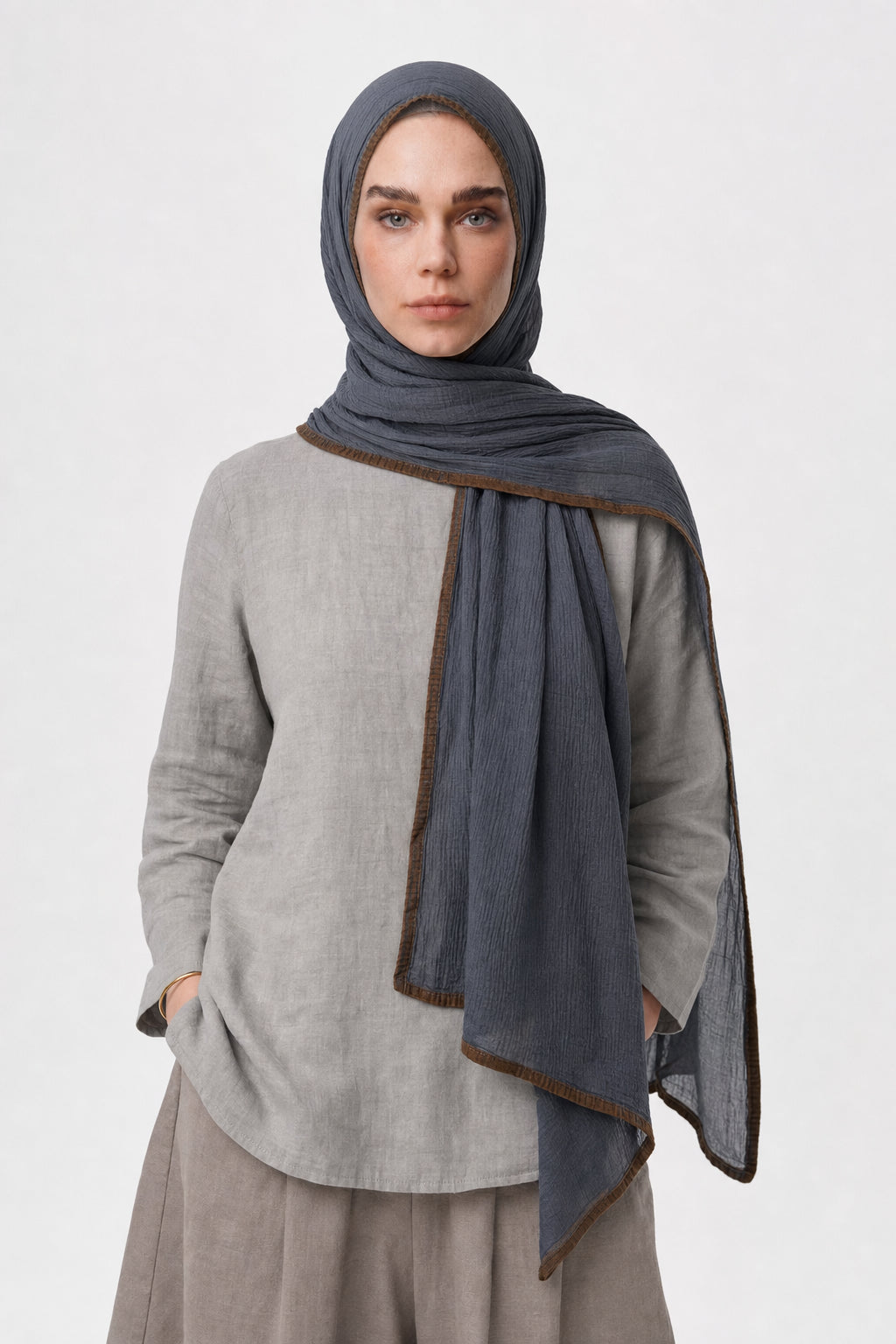 Müslin Şal - Koyu Gri