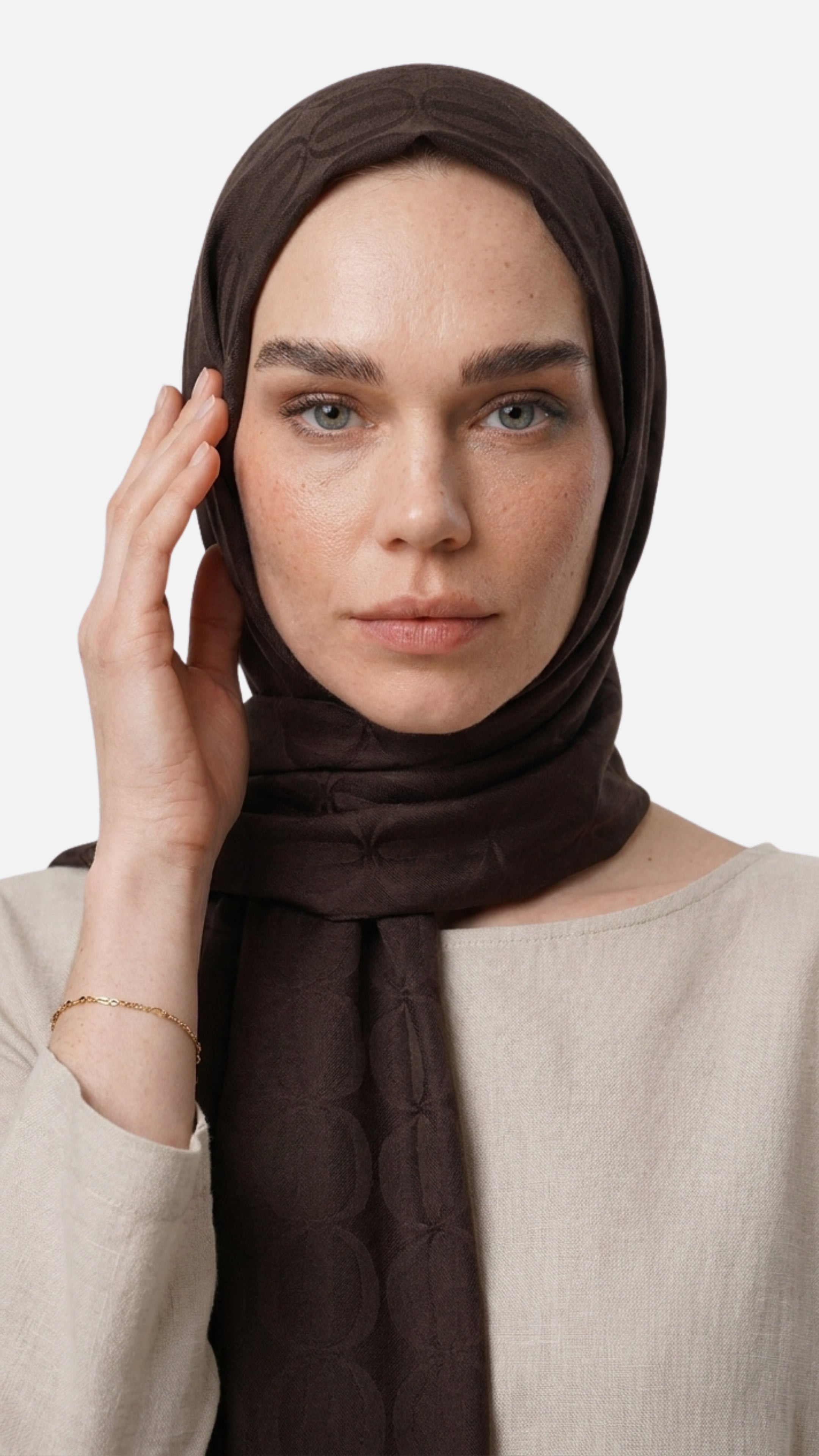 Dune Desen Ayrobin Jakar Şal - Acı Kahve
