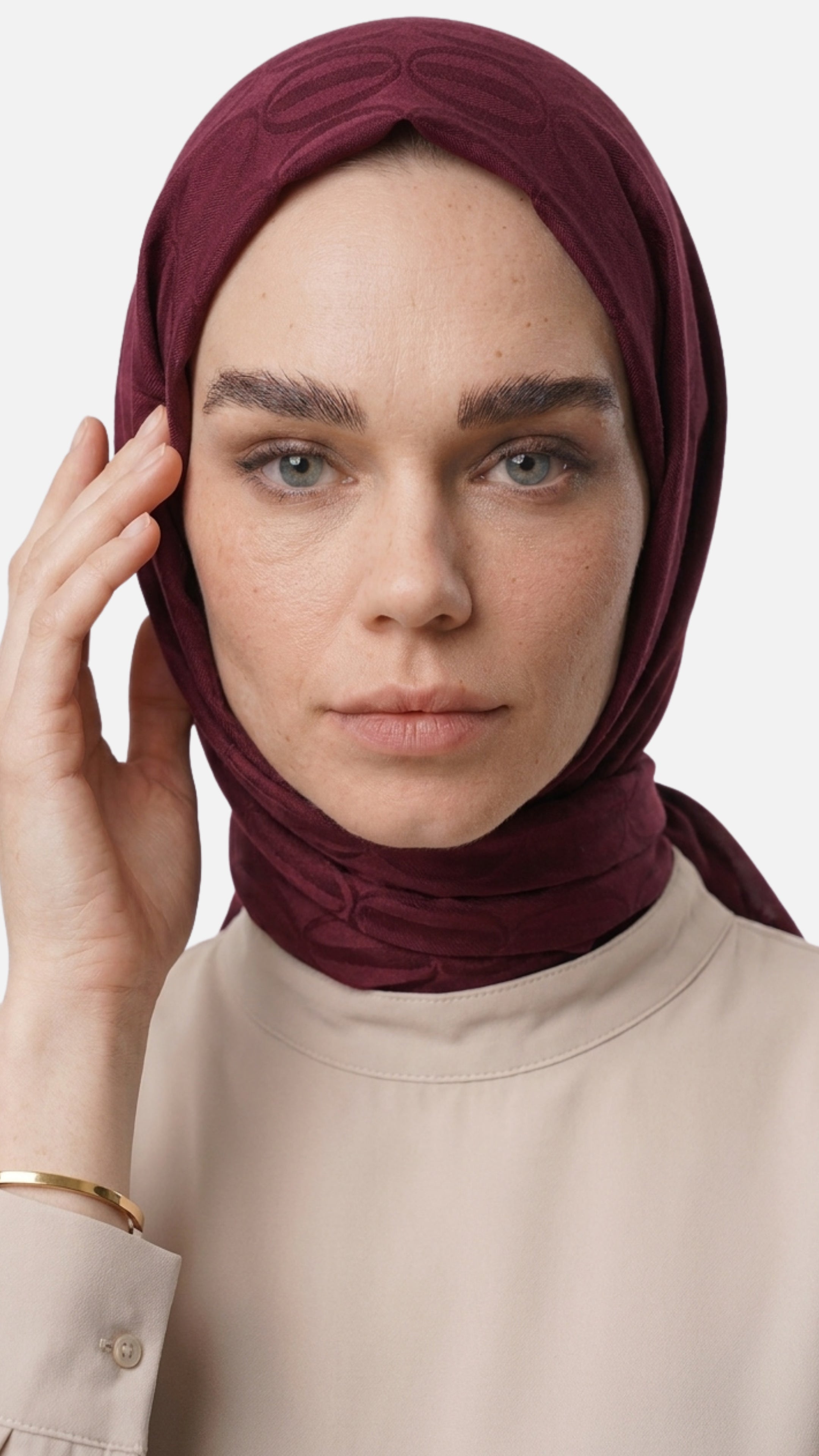 Dune Desen Ayrobin Jakar Şal - Bordo