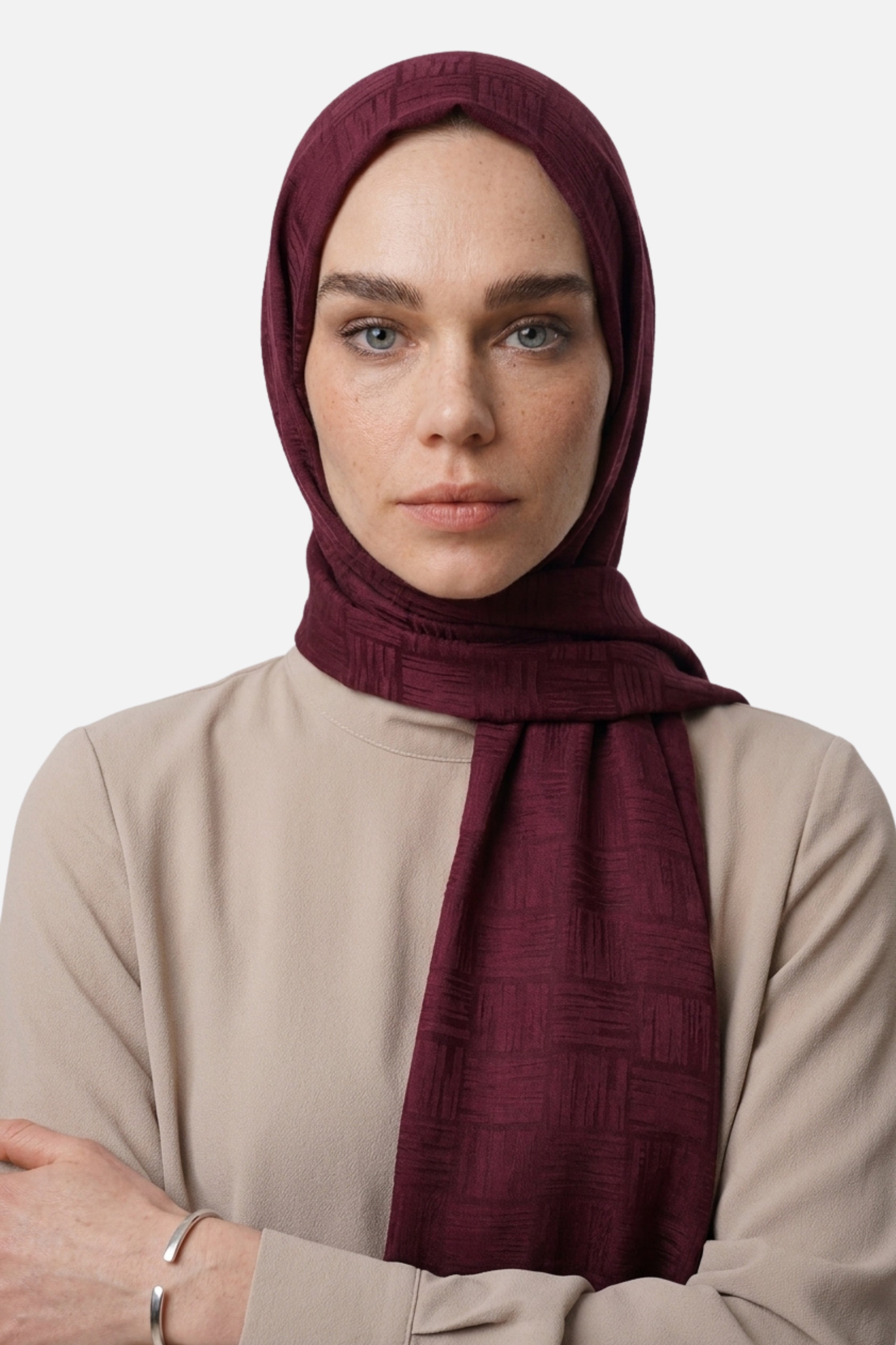 Noria Desen Ayrobin Jakar Şal - Bordo