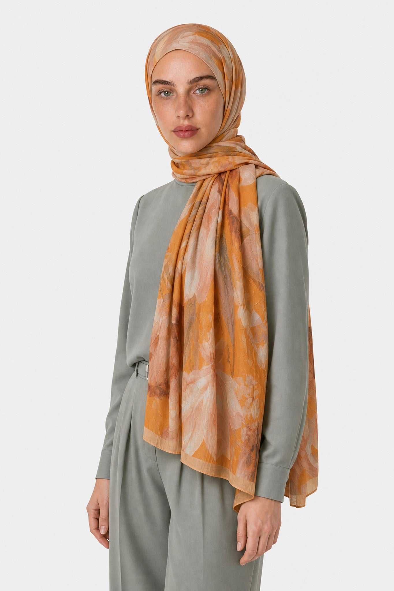 Sunlit Desen Neo Crash Şal - Orange