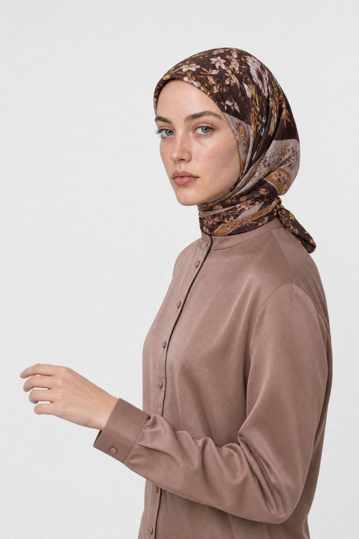 Orlienne Desen Organik Eşarp - Acı Kahve