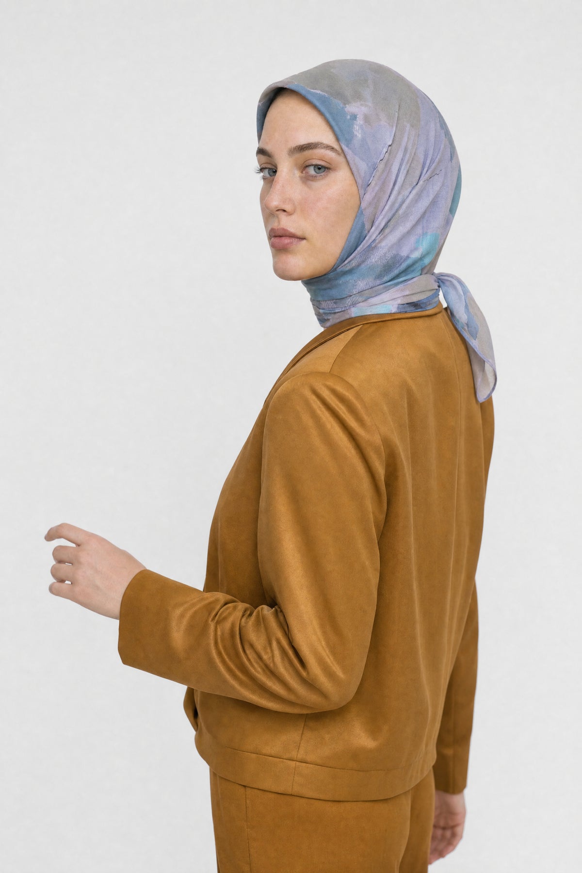 Ruby Desen Organik Eşarp - Turkuaz