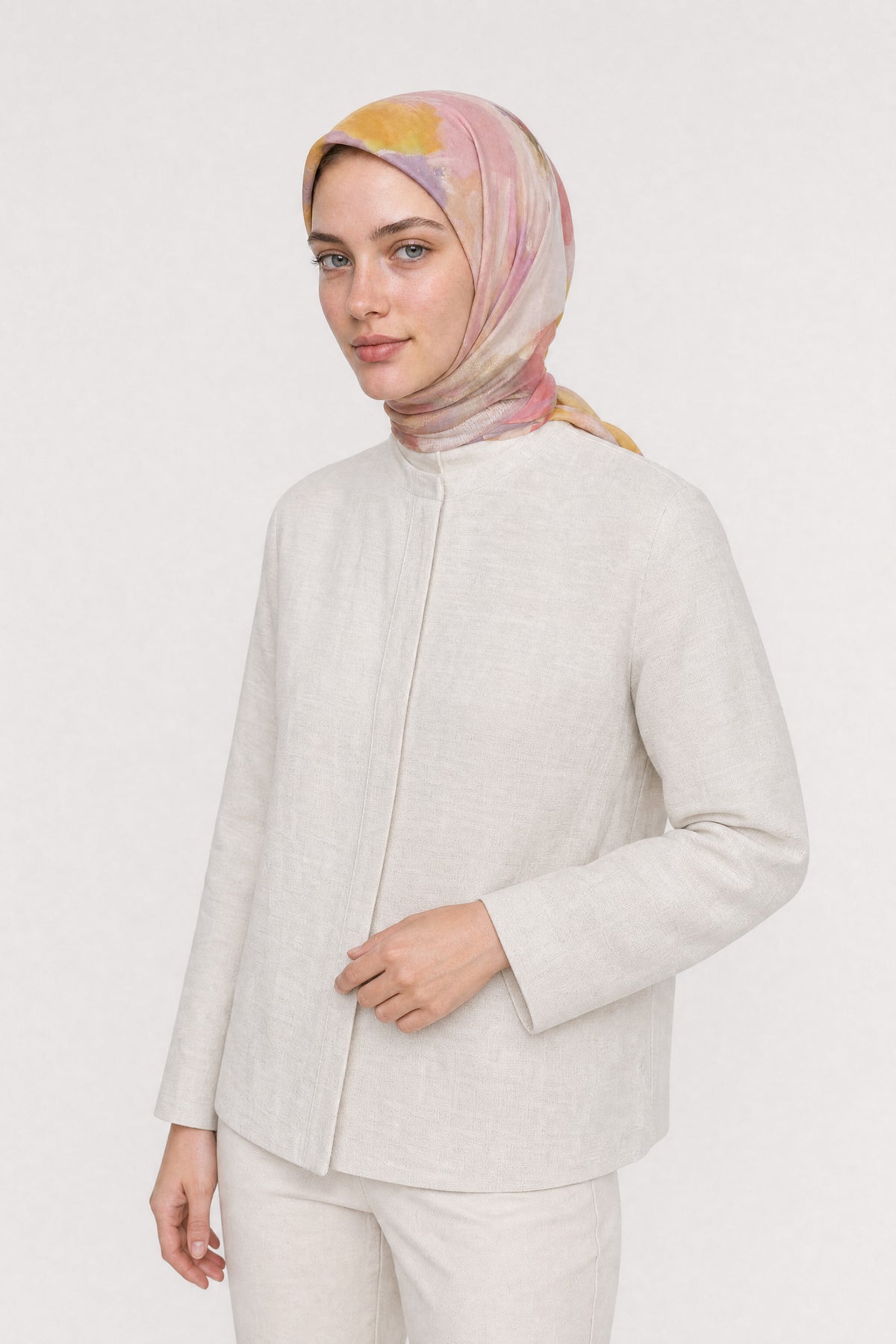 Ruby Desen Organik Eşarp - Pudra