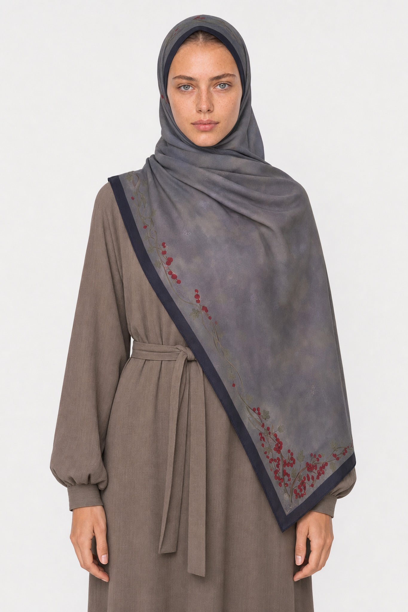 Emerald Desen Hebei İpek Şal - Lacivert
