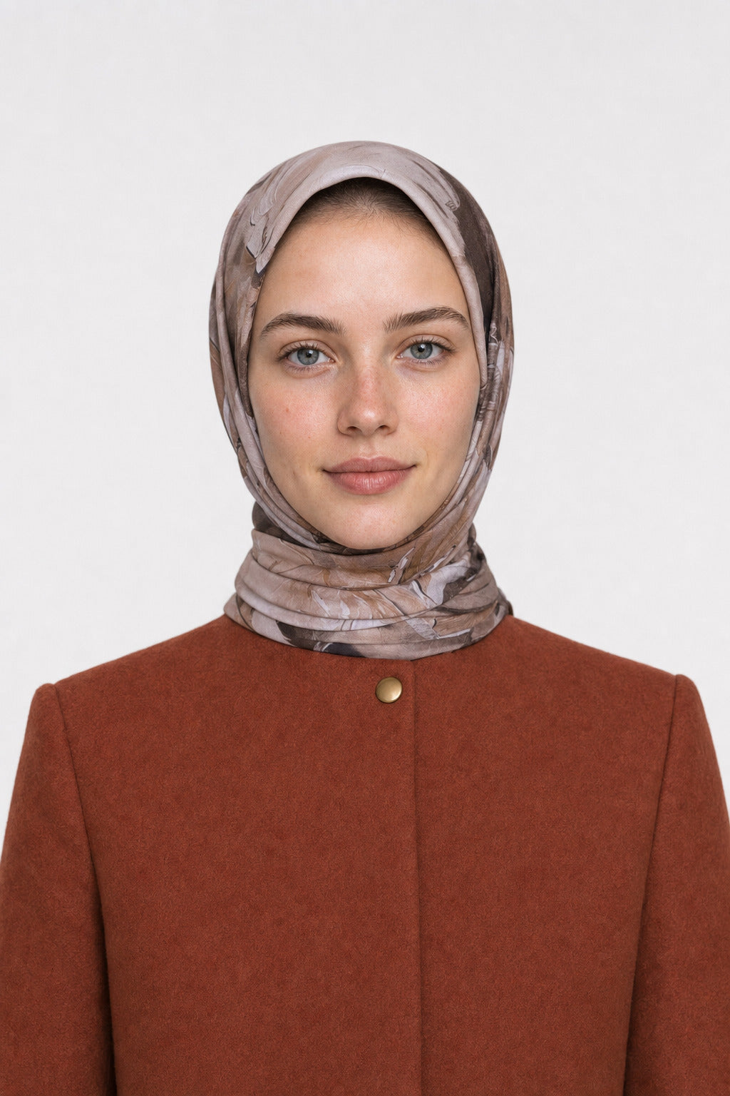 Garden Desen Organik Eşarp - Ceviz