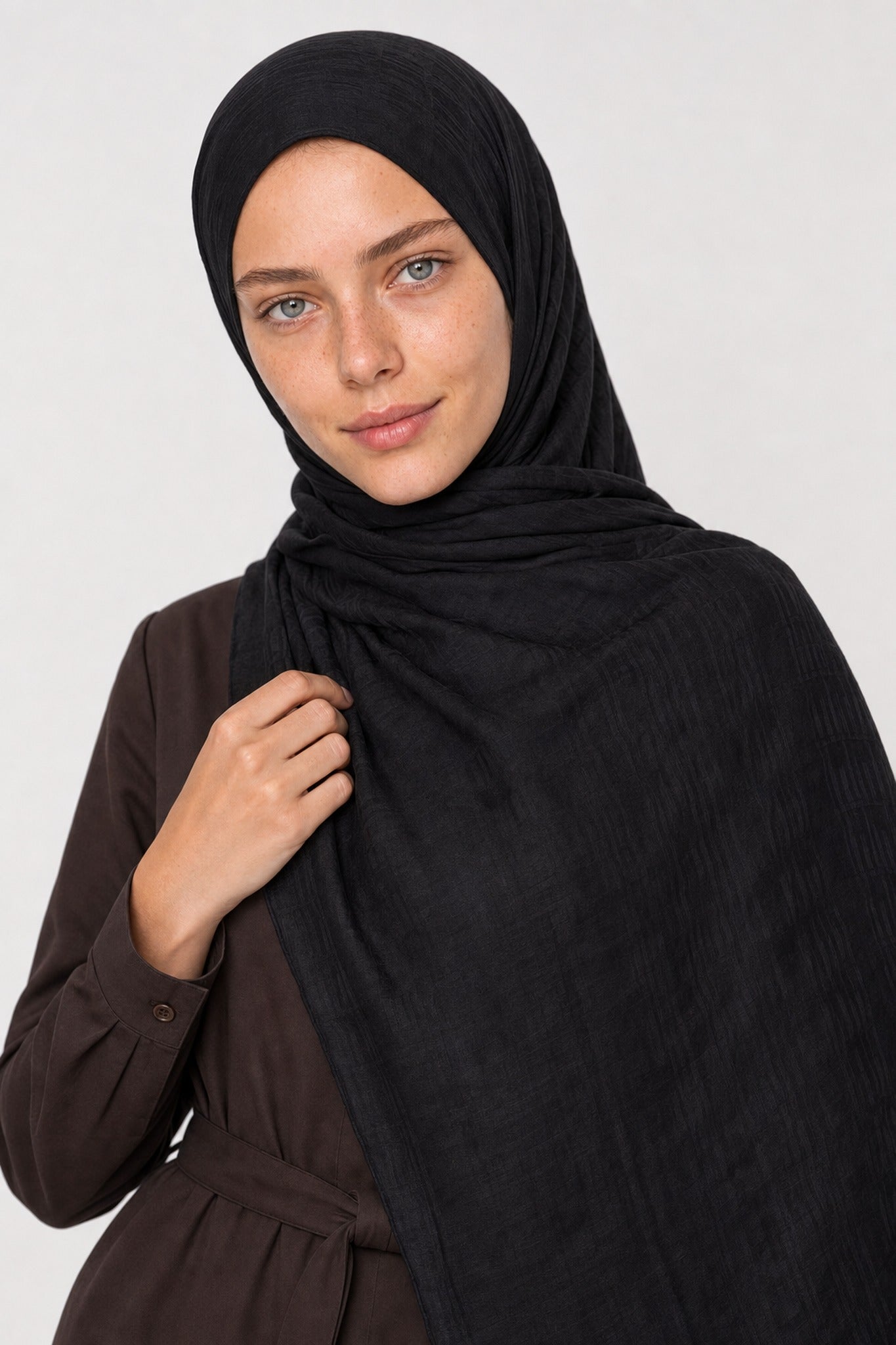 Grove Desen Ayrobin Jakar Şal - Siyah