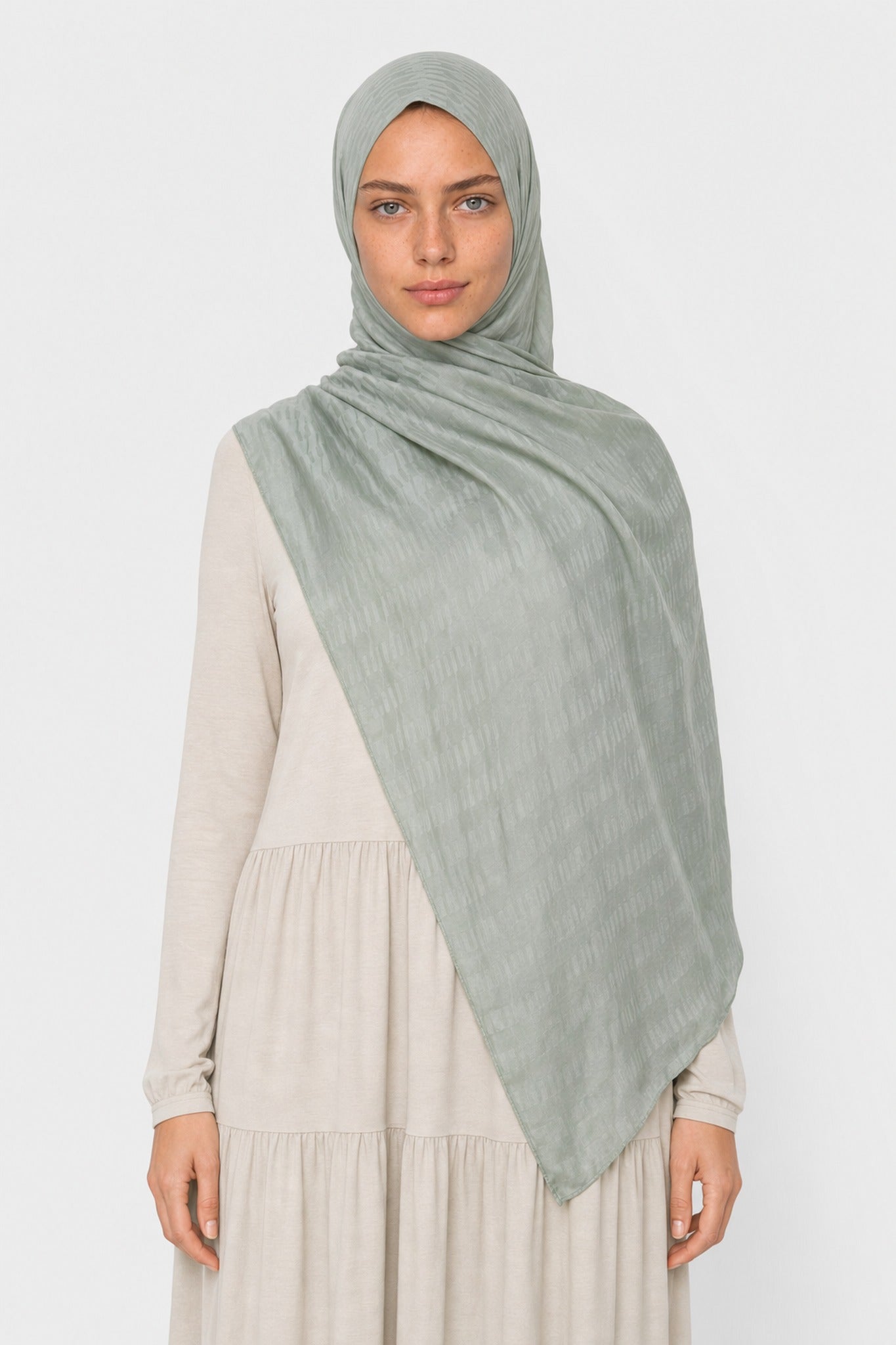 Grove Desen Ayrobin Jakar Şal - Mint Yeşili