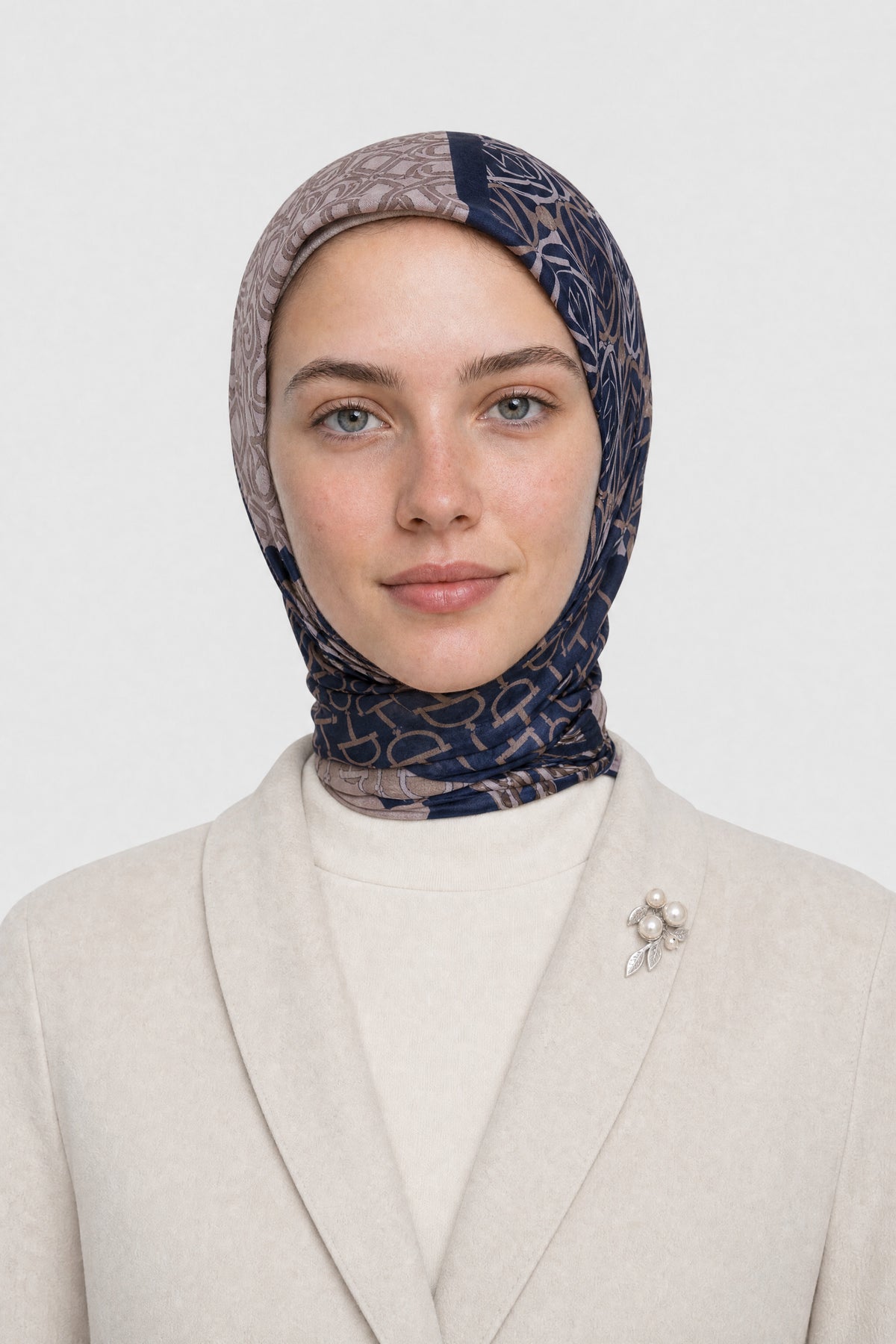 Heritage Desen Organik Eşarp - Lacivert