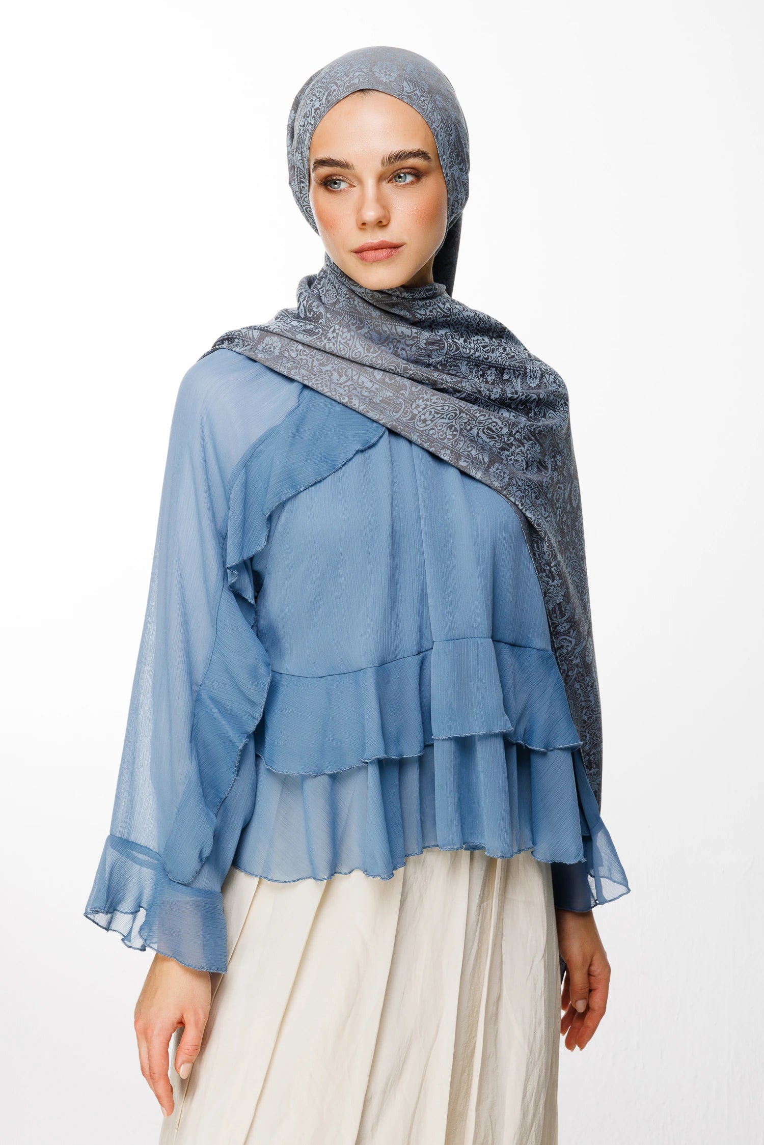 Henna Desen Çift Taraflı Şal