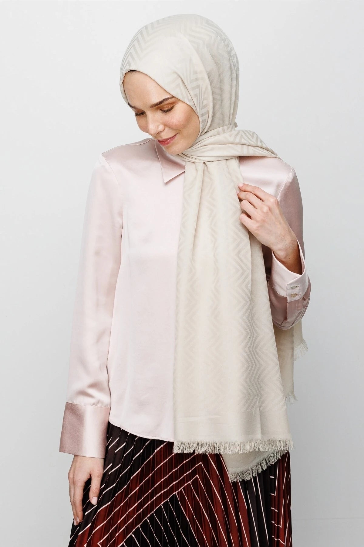 Zikzak Desen Pamuk Jakar Şal