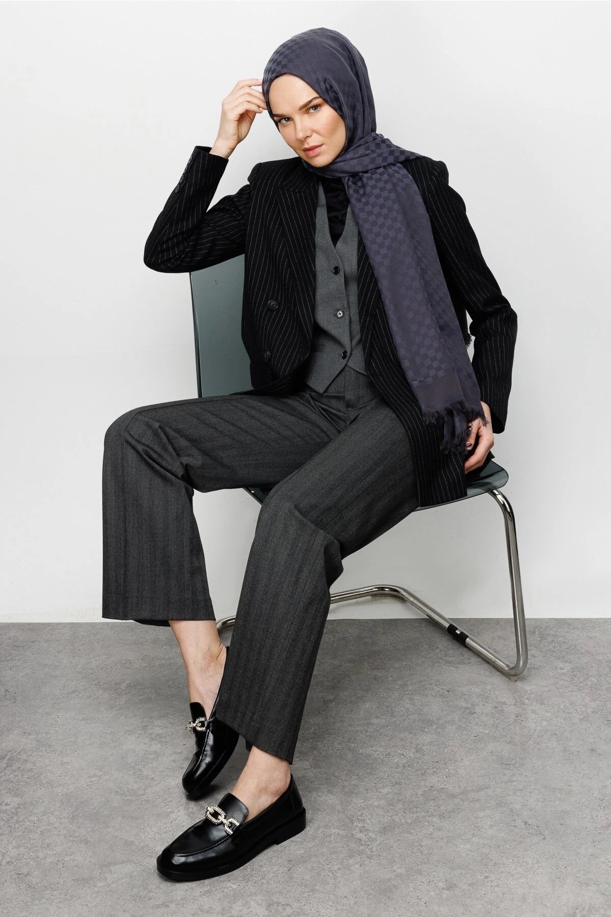 Kare Desen Pamuk Jakar Şal