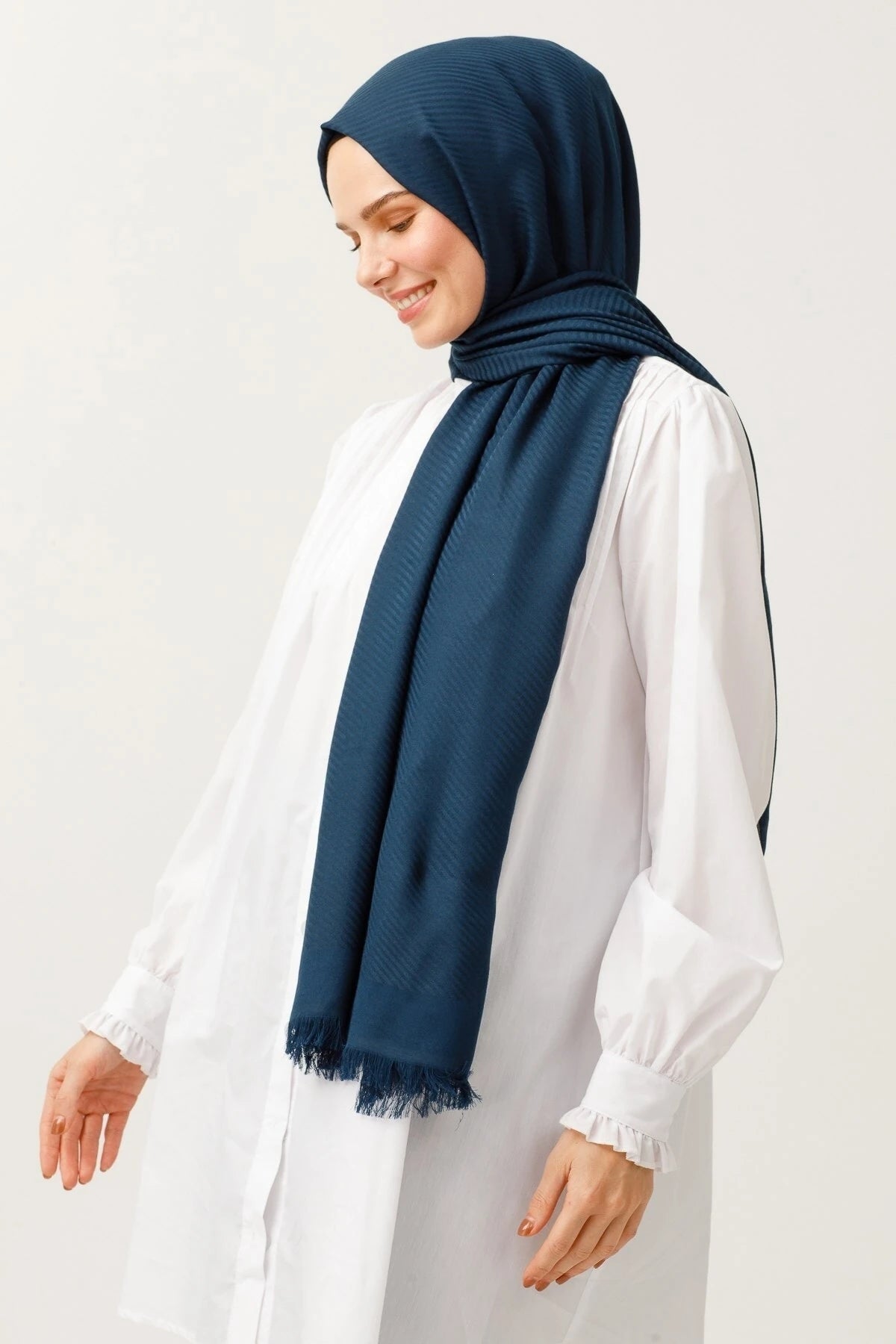 Çizgili Desen Pamuk Jakar Şal