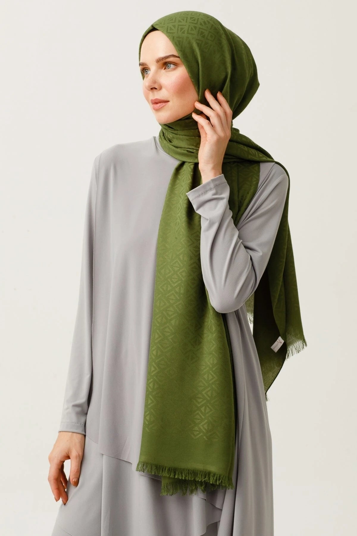 Üçgen Desen Pamuk Jakar Şal