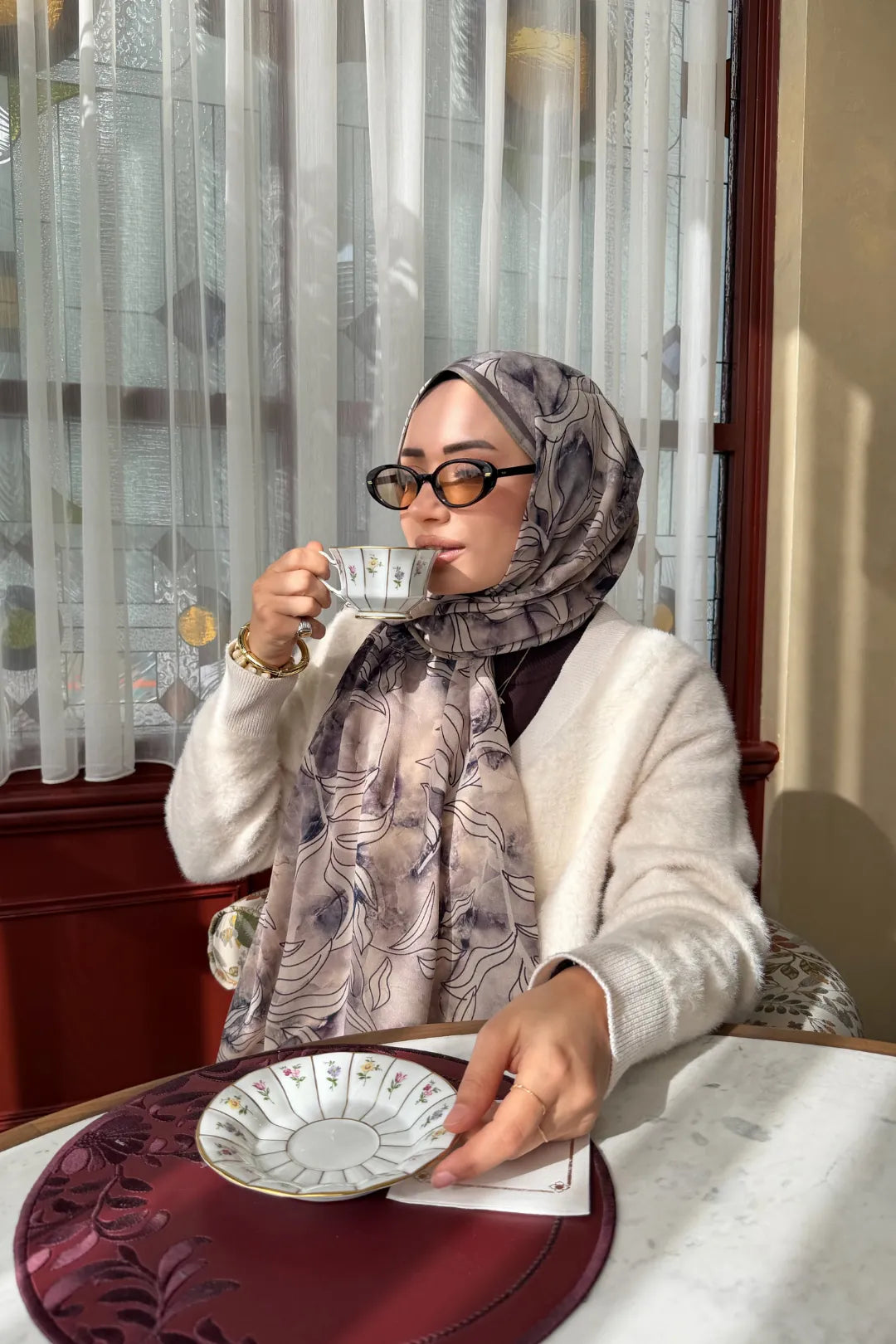 Frond Desen Hebei İpek Şal