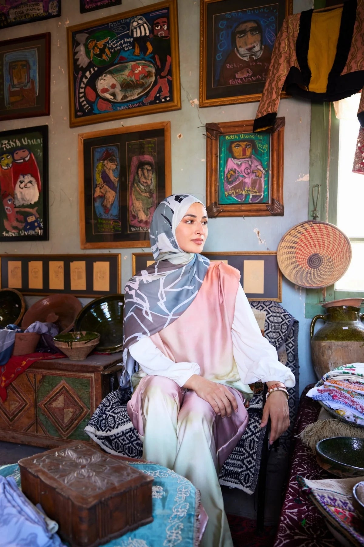 Turna Desen Sakura İpek Şal