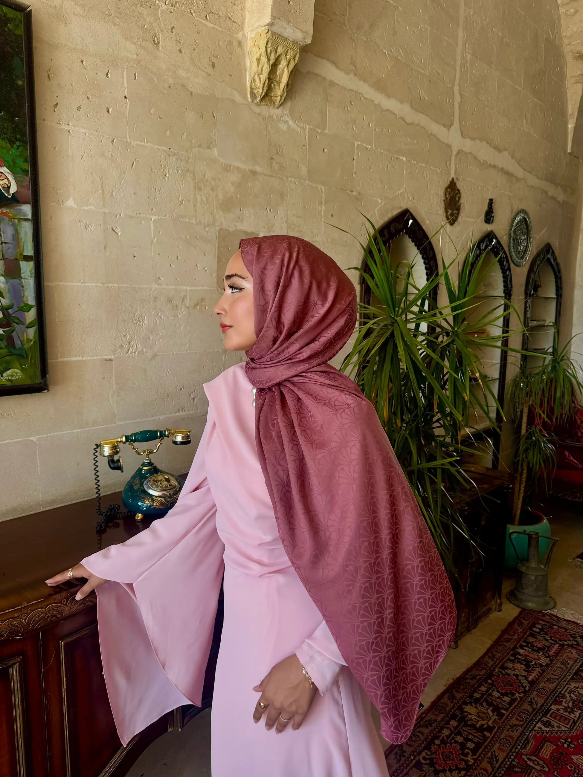 Lotus Desen İpeksi Jakar Şal