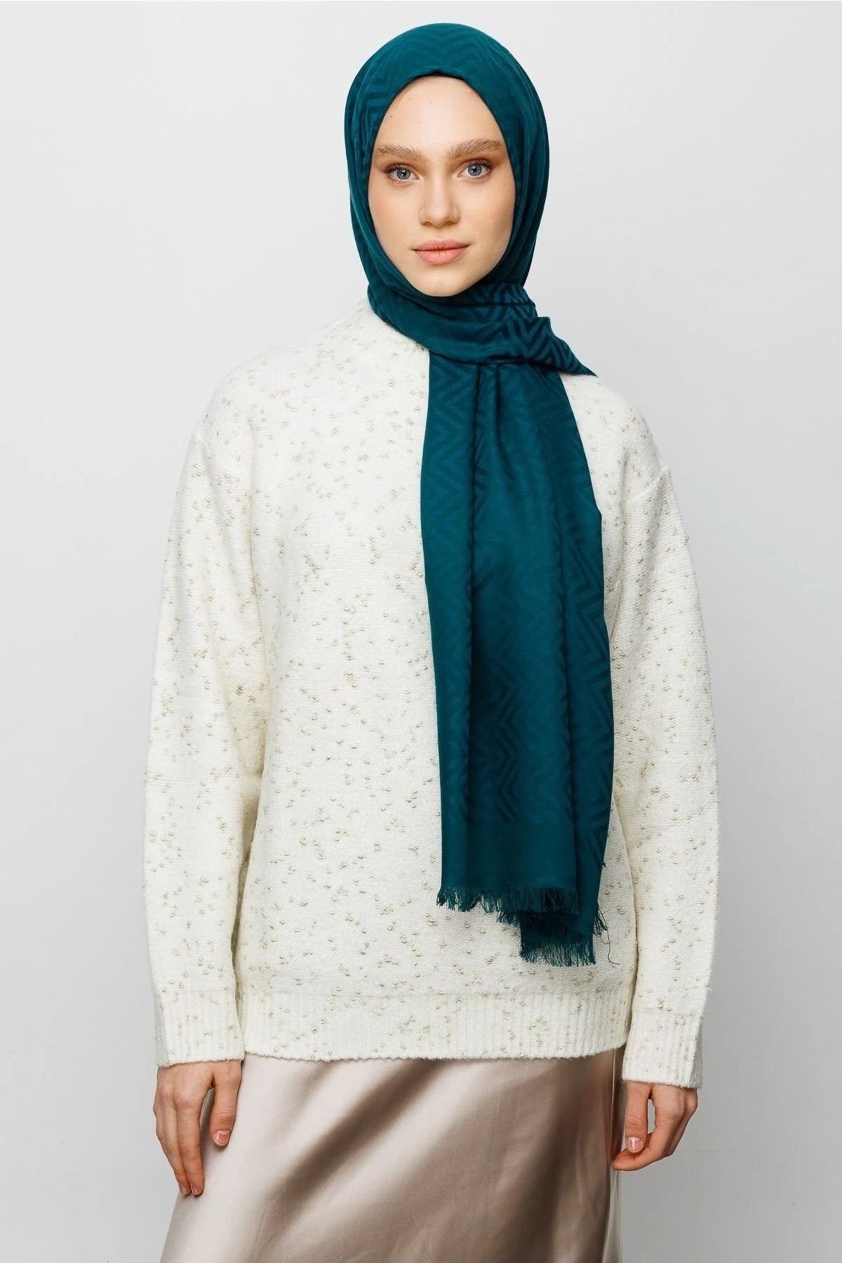 Zikzak Desen Pamuk Jakar Şal