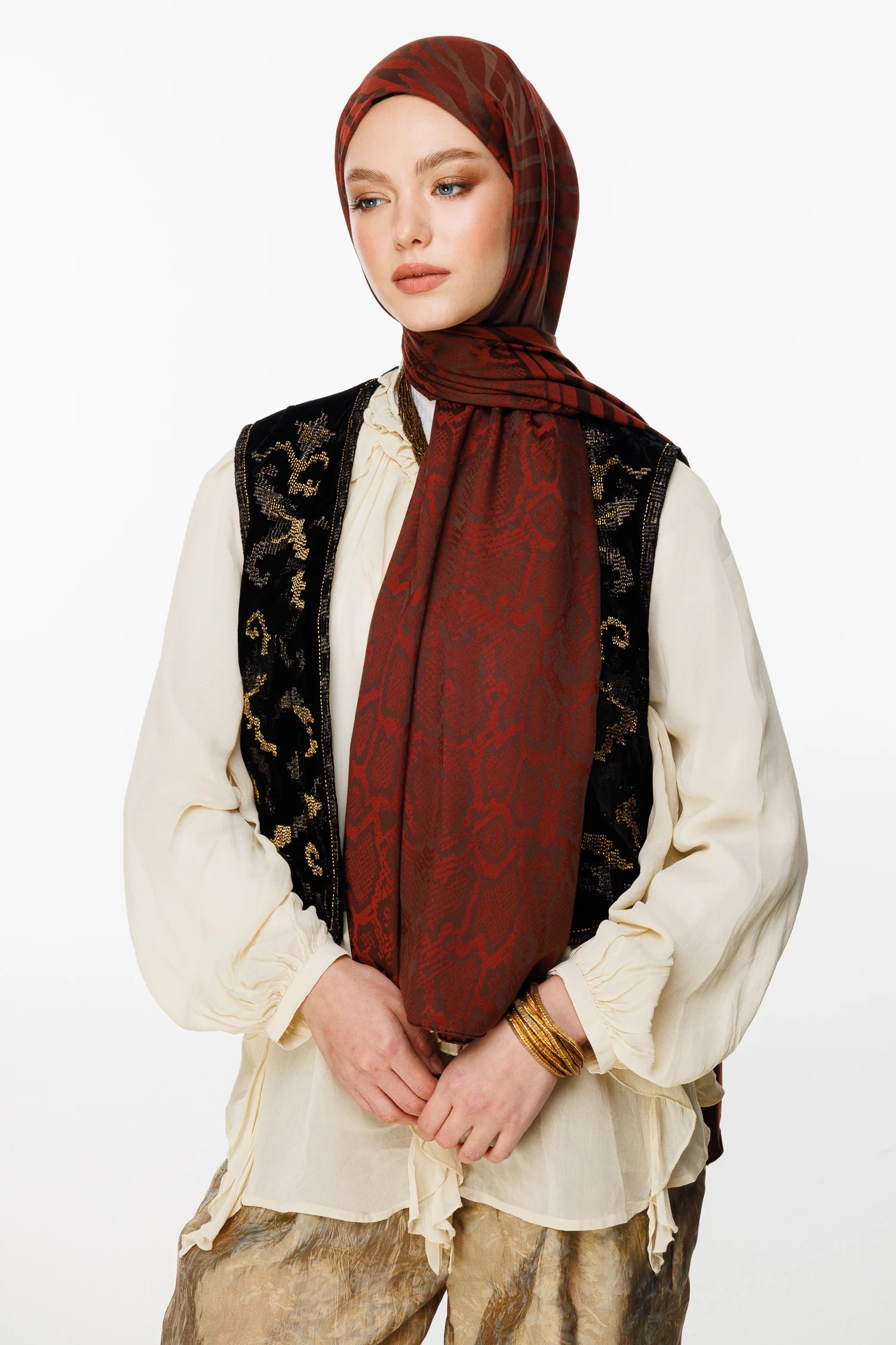 Riad Desen Çift Taraflı Şal