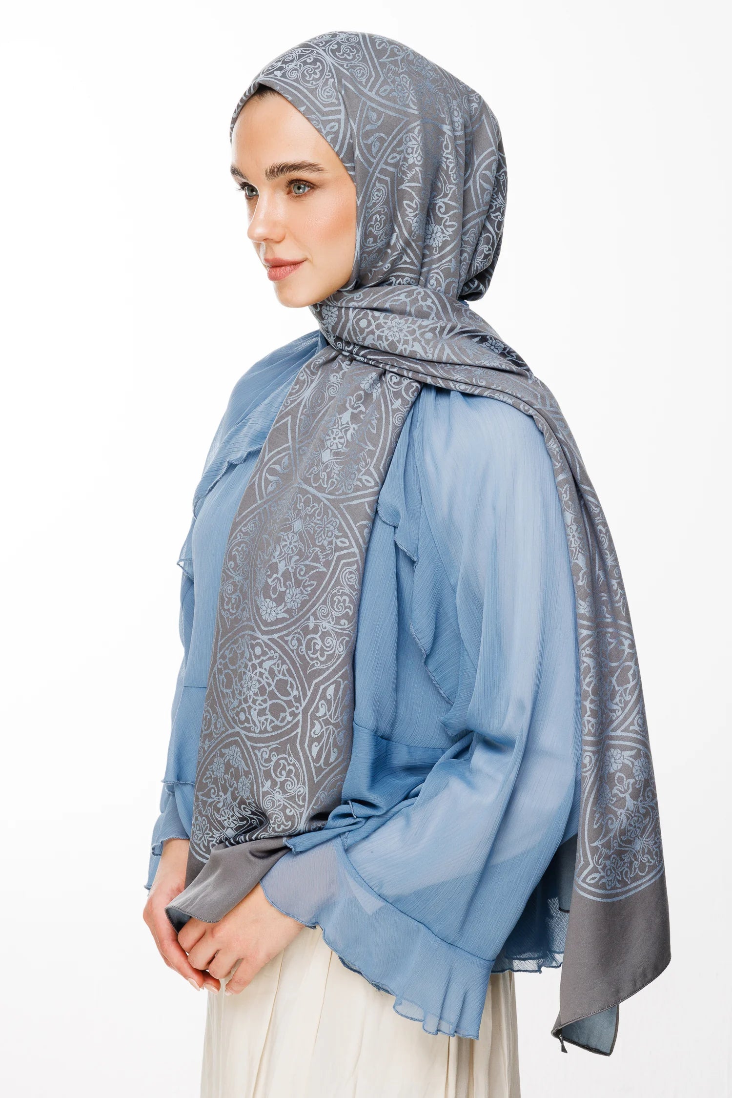 Morocco Desen Çift Taraflı Şal