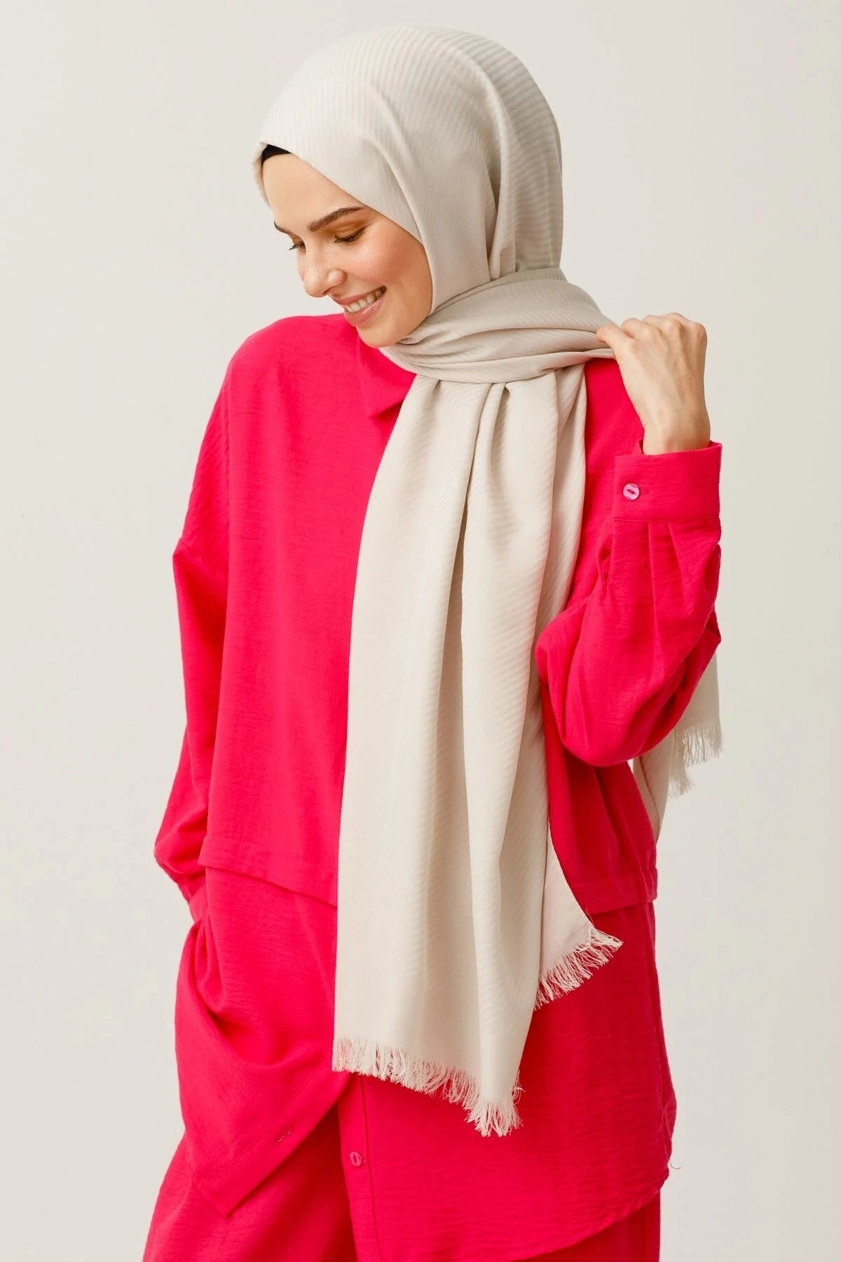 Çizgili Desen Pamuk Jakar Şal