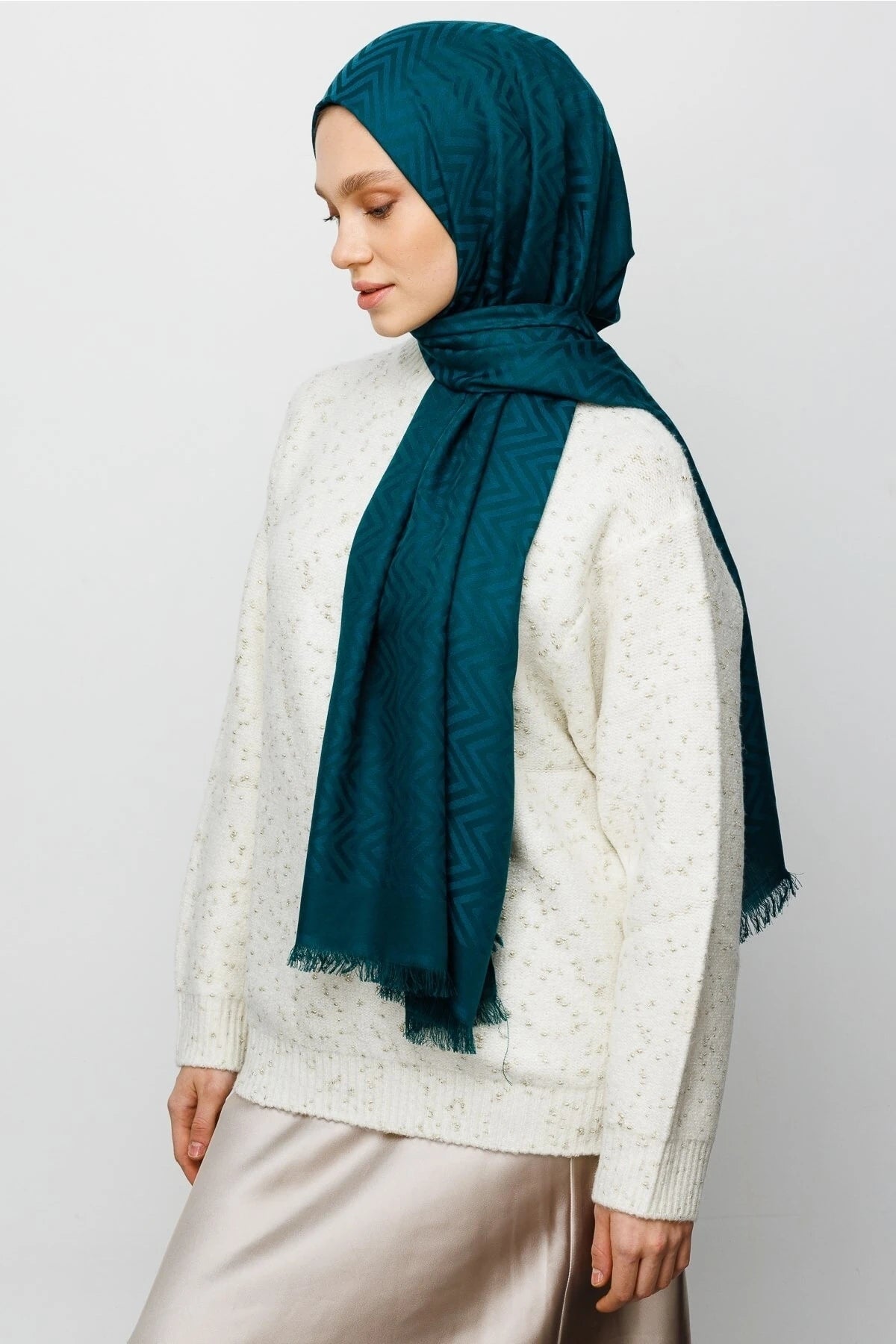 Zikzak Desen Pamuk Jakar Şal