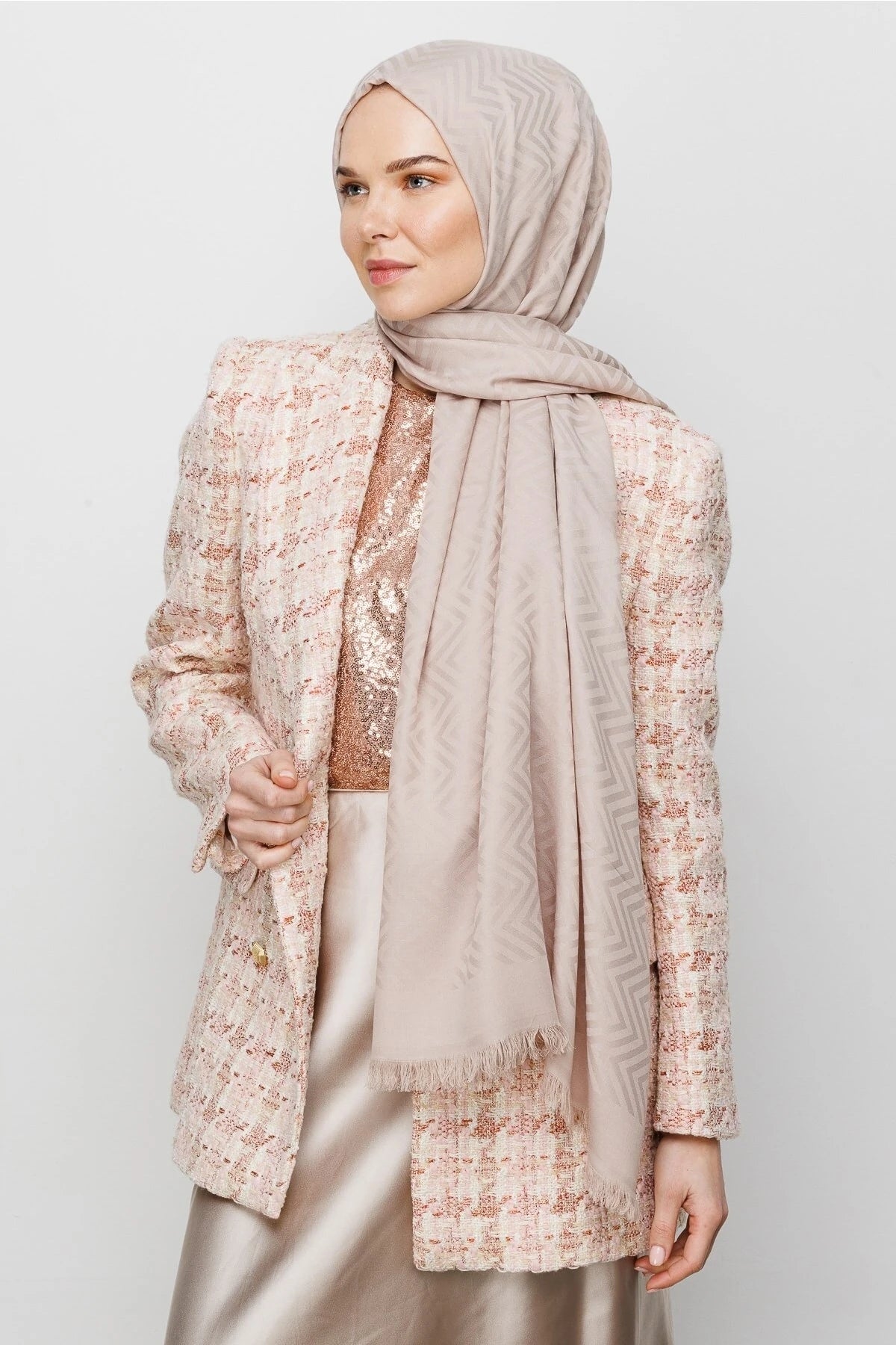 Zikzak Desen Pamuk Jakar Şal