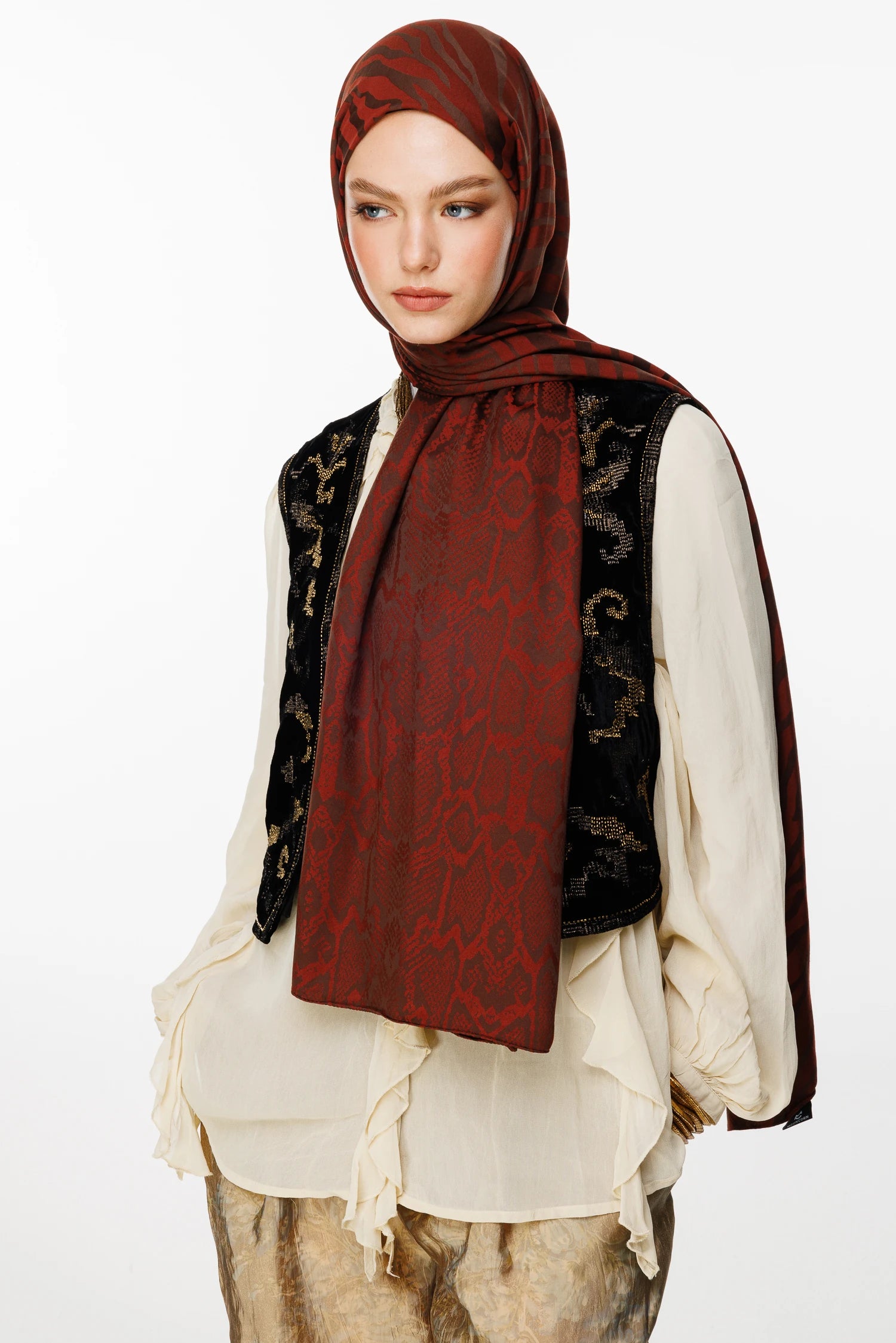 Riad Desen Çift Taraflı Şal