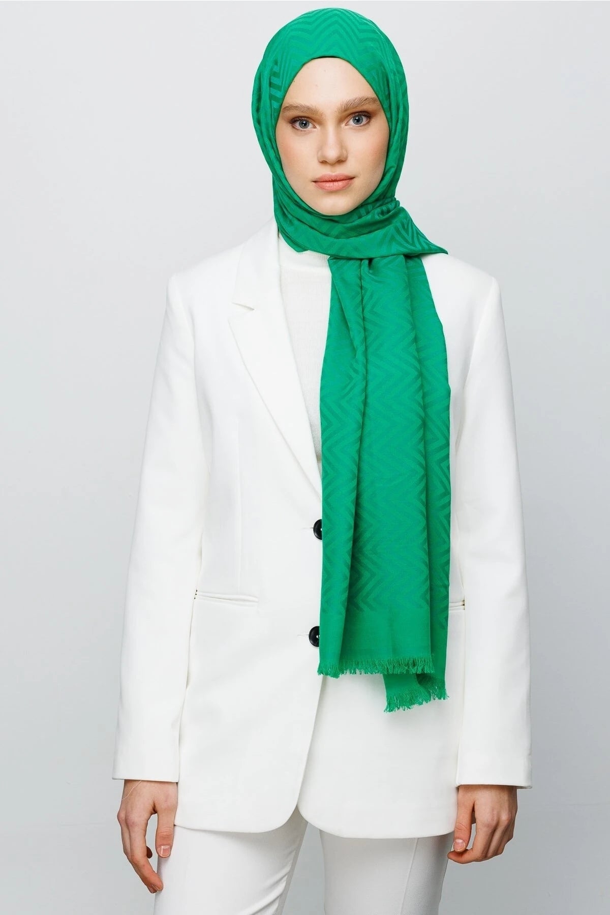 Zikzak Desen Pamuk Jakar Şal