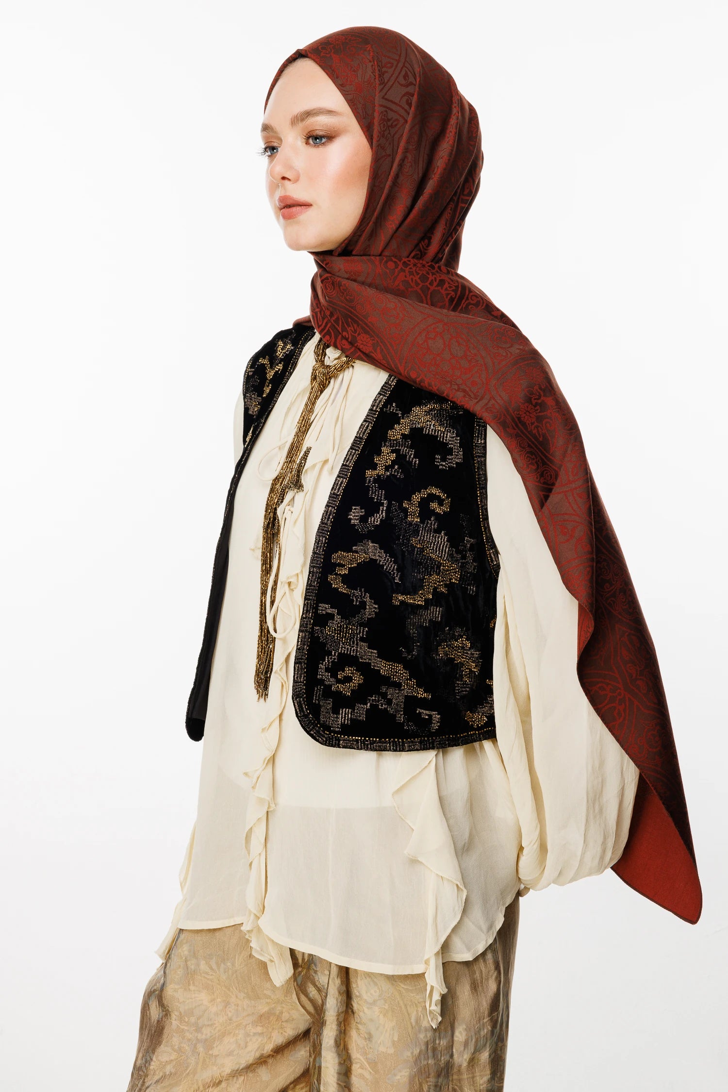 Morocco Desen Çift Taraflı Şal