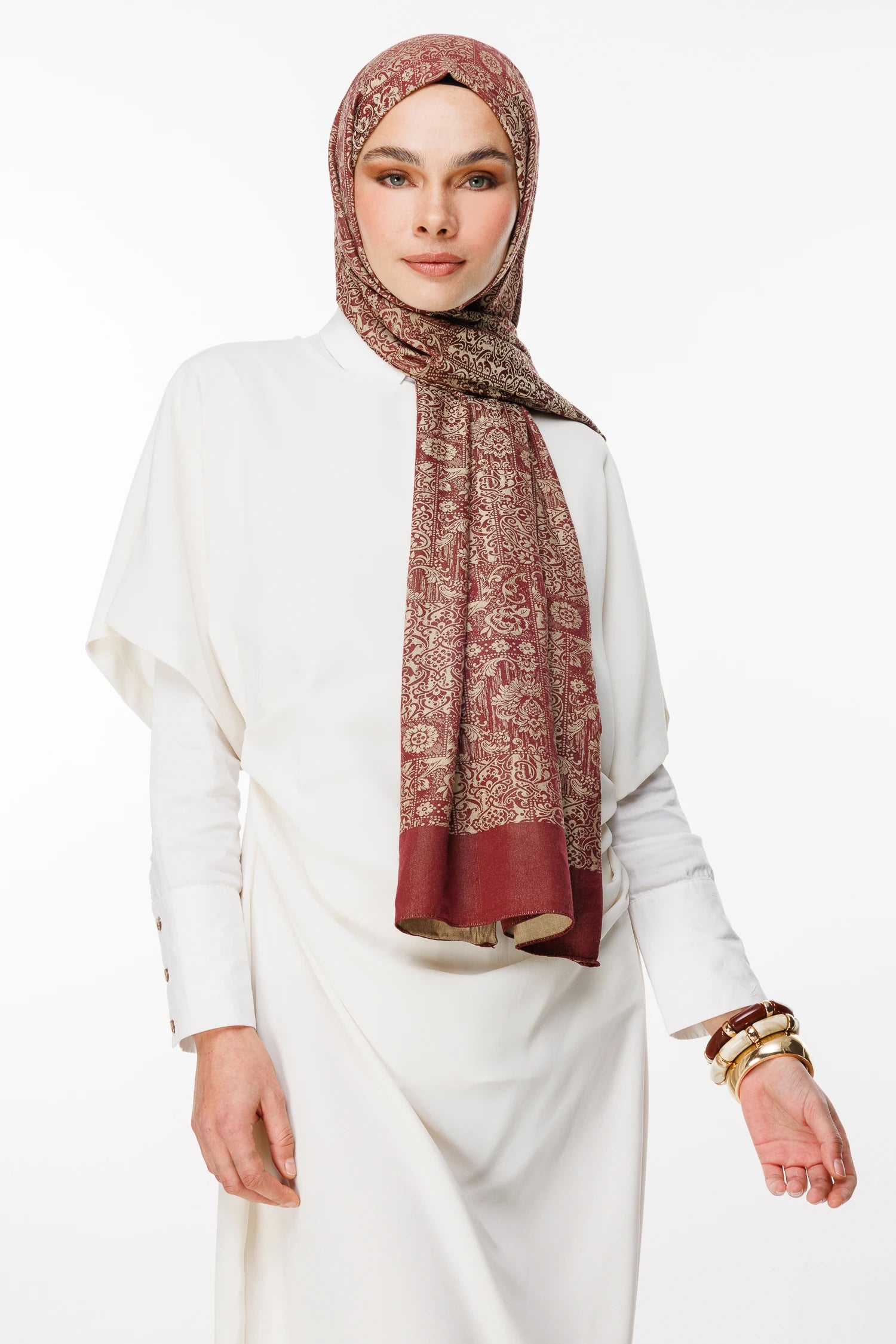 Henna Desen Çift Taraflı Şal