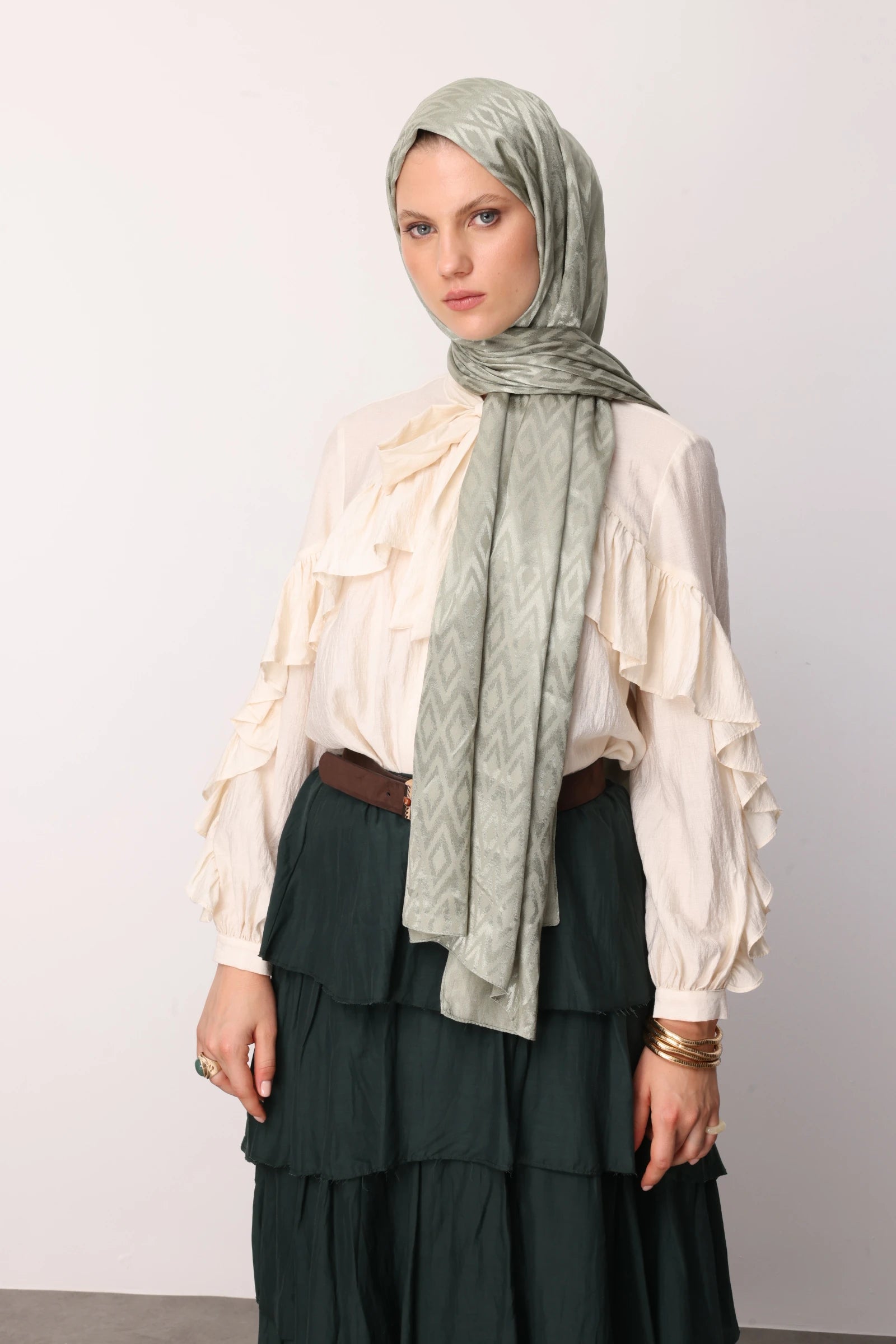 Karo Desen Parlak Jakar Şal