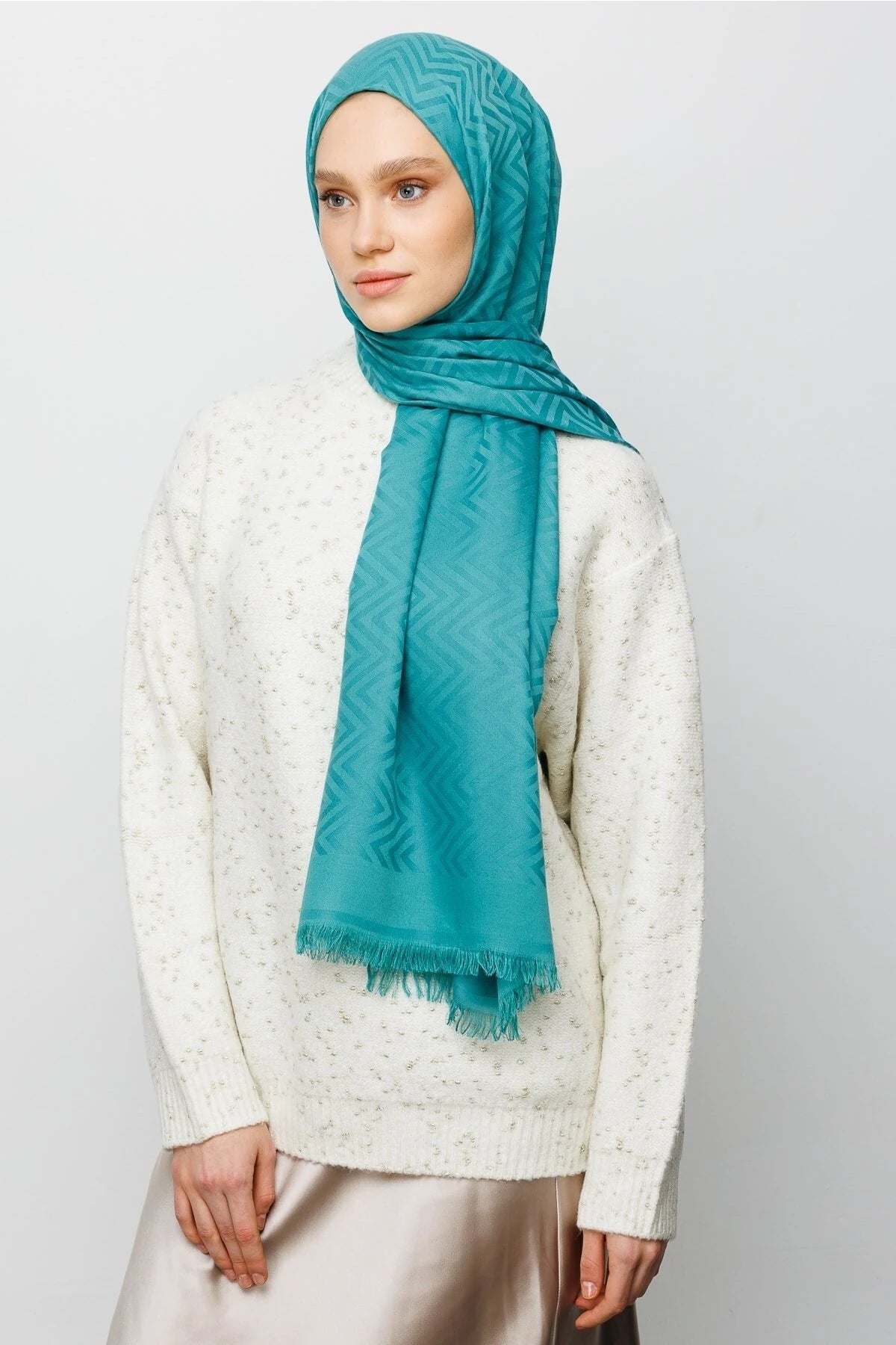 Zikzak Desen Pamuk Jakar Şal