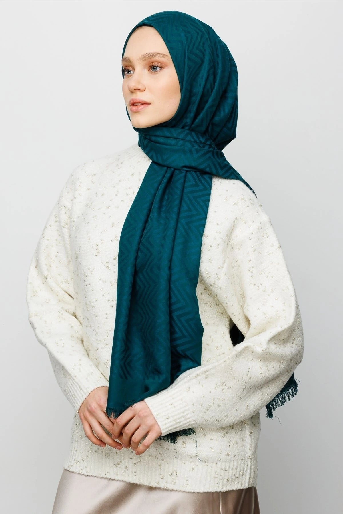 Zikzak Desen Pamuk Jakar Şal