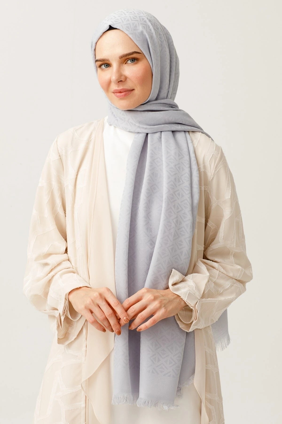 Üçgen Desen Pamuk Jakar Şal