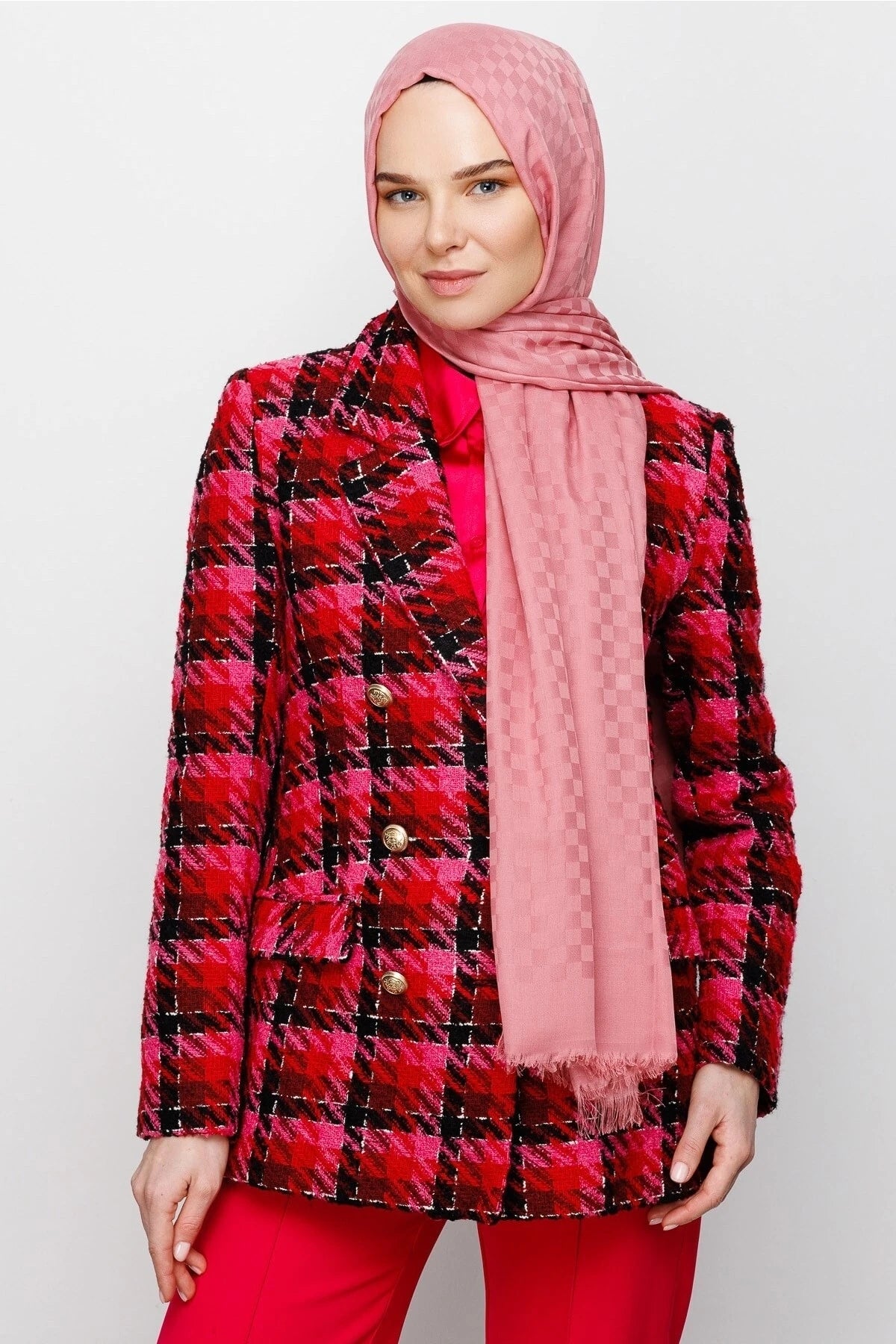 Kare Desen Pamuk Jakar Şal